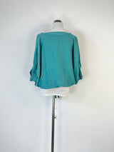 Diane von Furstenberg Teal Silk 'Edna' Top - AU10