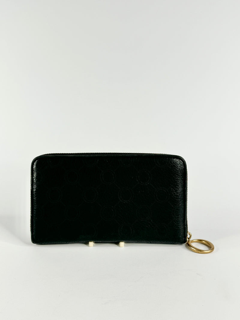 Oroton Large Black Pinhole Patterned Wallet