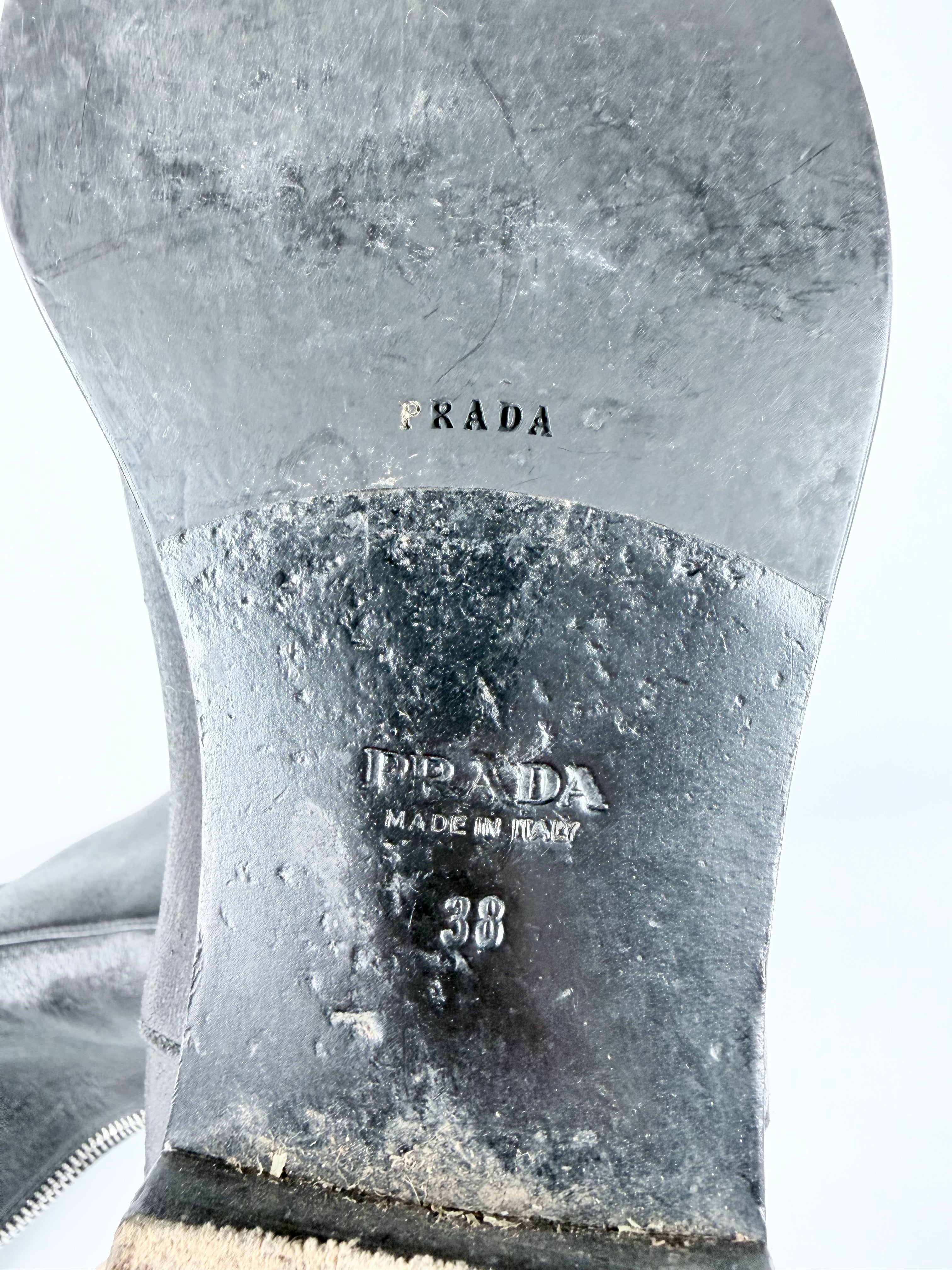 Prada Black Leather Thigh High Riding Boots - EU38