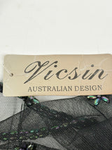 Vicsin Australia Vintage Black Mesh Embellished Mini Cape