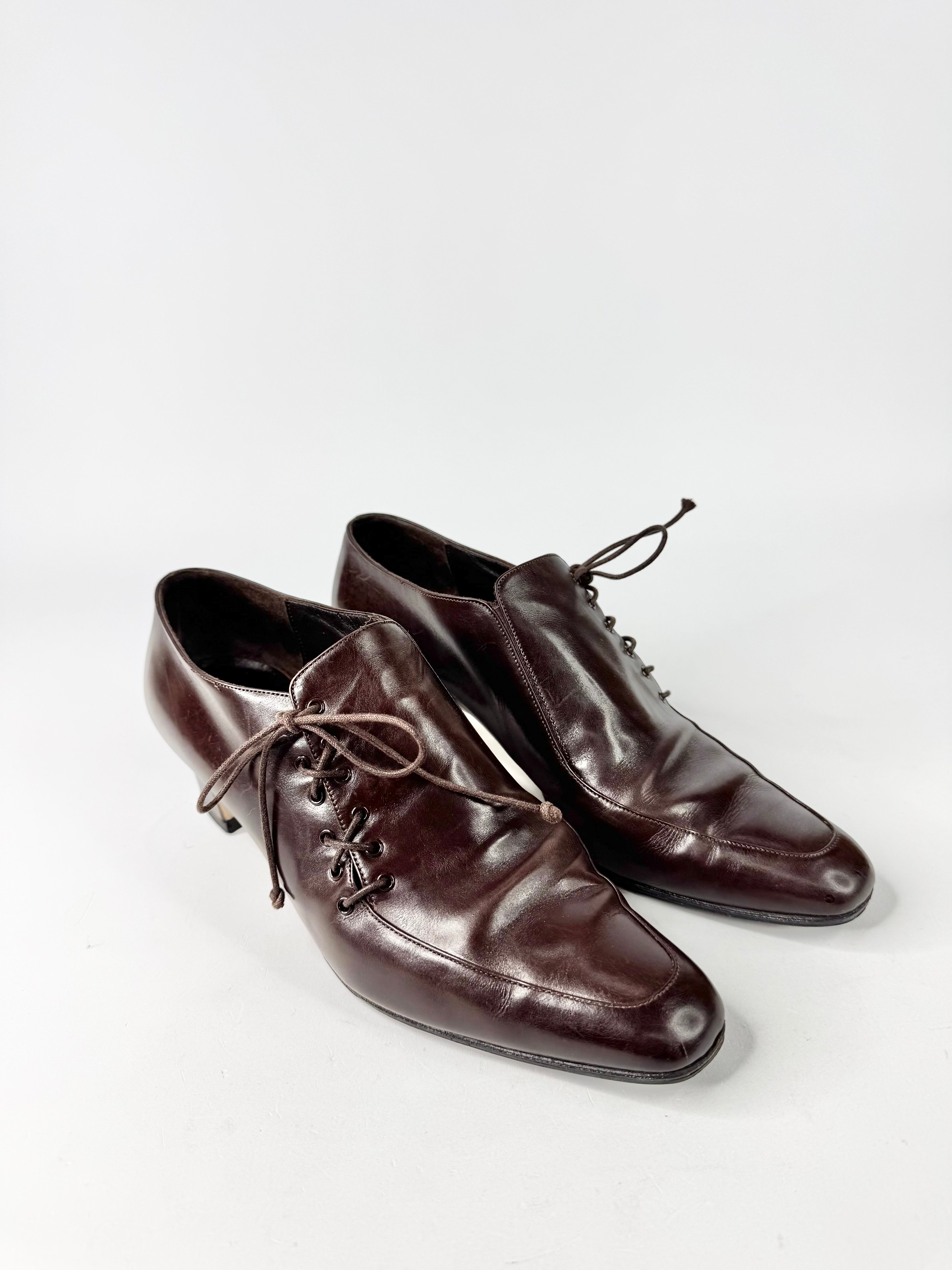 Guido Longinotti Burnt Umber Lace Up Pumps - EU40