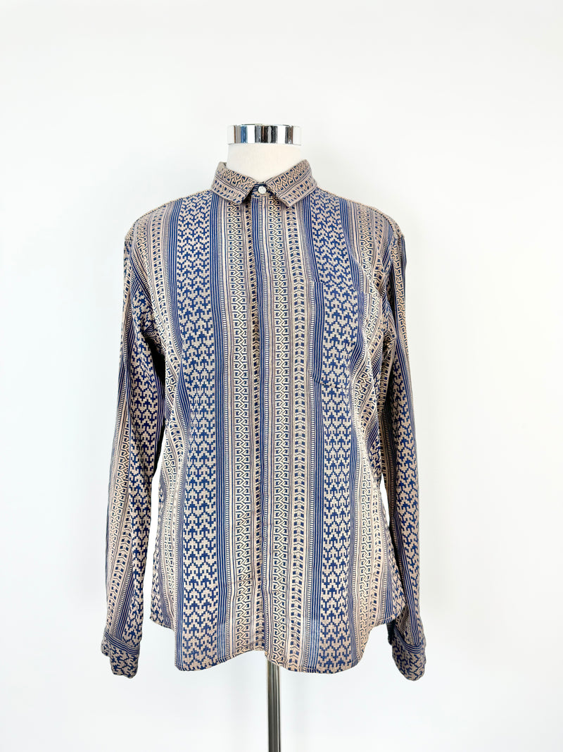 Engineered Garments Blue & Gold Woven Shirt - L