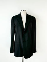 Armani Collezioni Black Pinstriped Blazer - 52