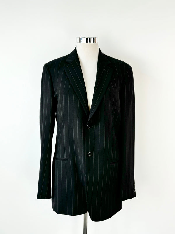 Armani Collezioni Black Pinstriped Blazer - 52