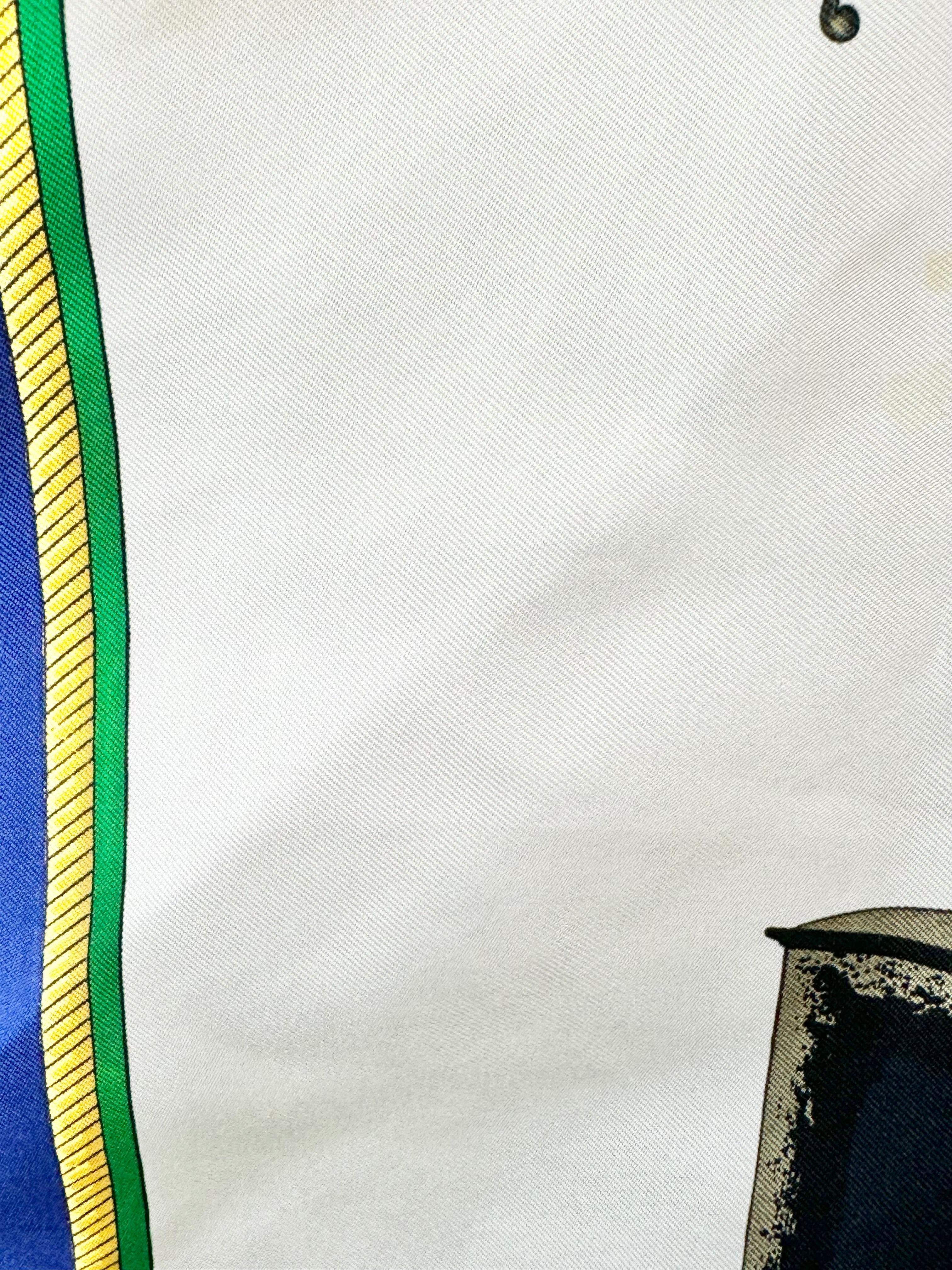 Hermès Scarf Carré ‘les voitures à transformation’ Blue Silk Scarf