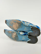 Brando Blue 'Calispo' Ponyfur Leather Slip Ons - EU42