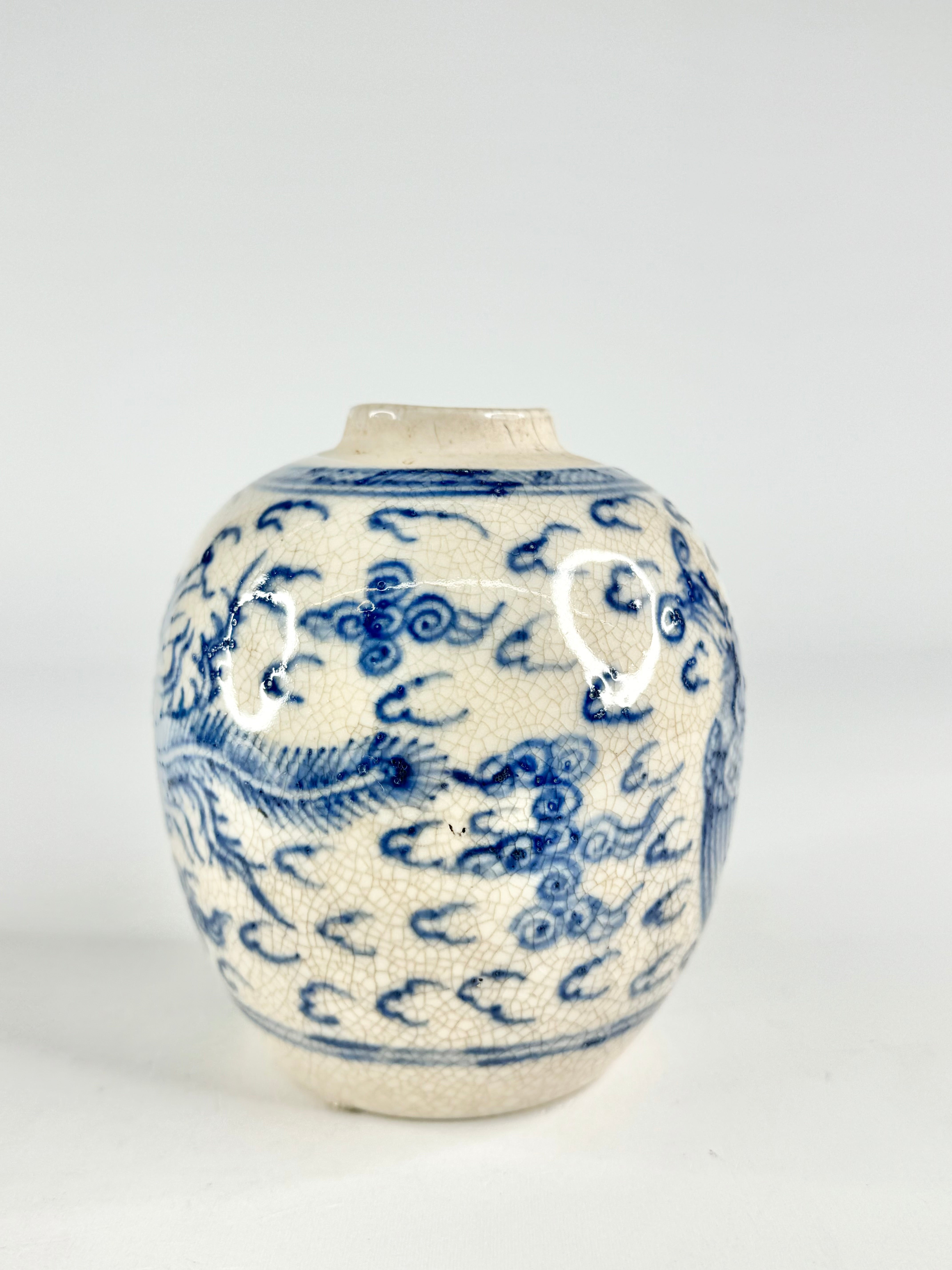 Antique Qing Cobalt Blue Hand Painted Jar