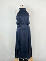 Zimmermann Midnight Blue Silk Halter-Neck Gown - AU14