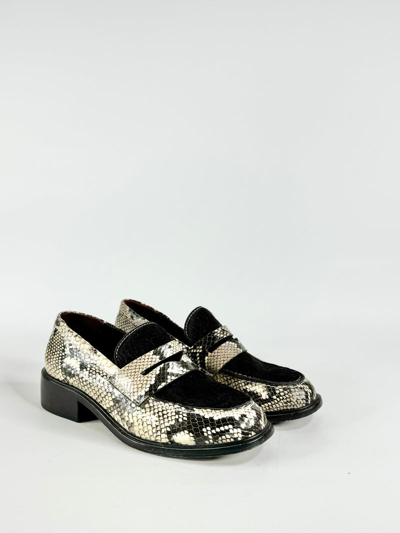 Zimmermann Black Fur & Lizard Pattern Loafers - EU39