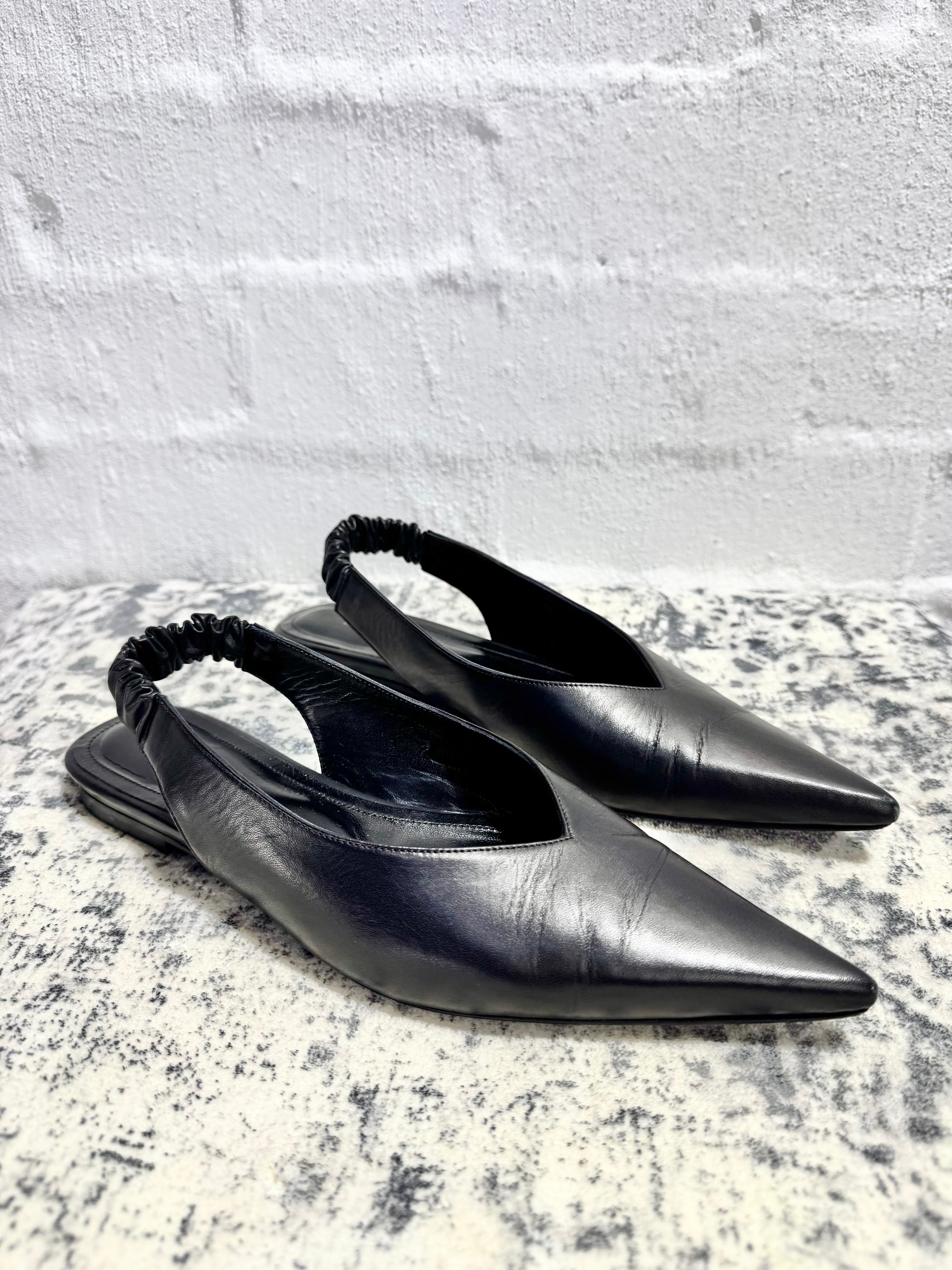 Anine Bing Black Pointed Toe Sling Backs - EU38