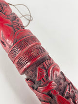 Antique Red Carved Handle Chinese Fuzi