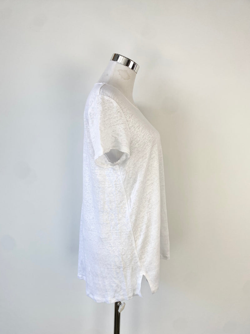 Husk Sheer White Linen T-Shirt - AU8