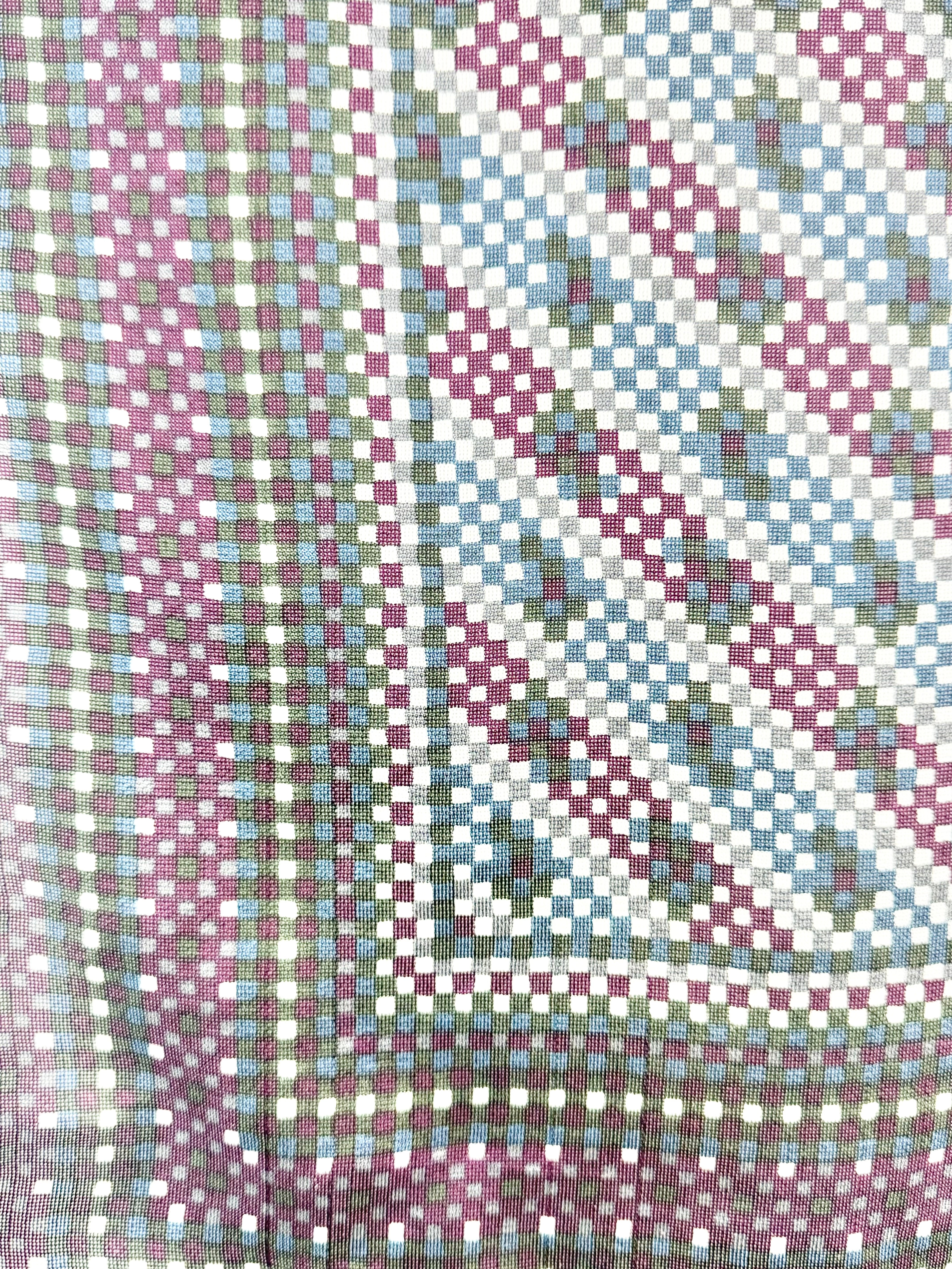 Vintage Jaeger Purple, Blue & Grey Woven Silk Scarf