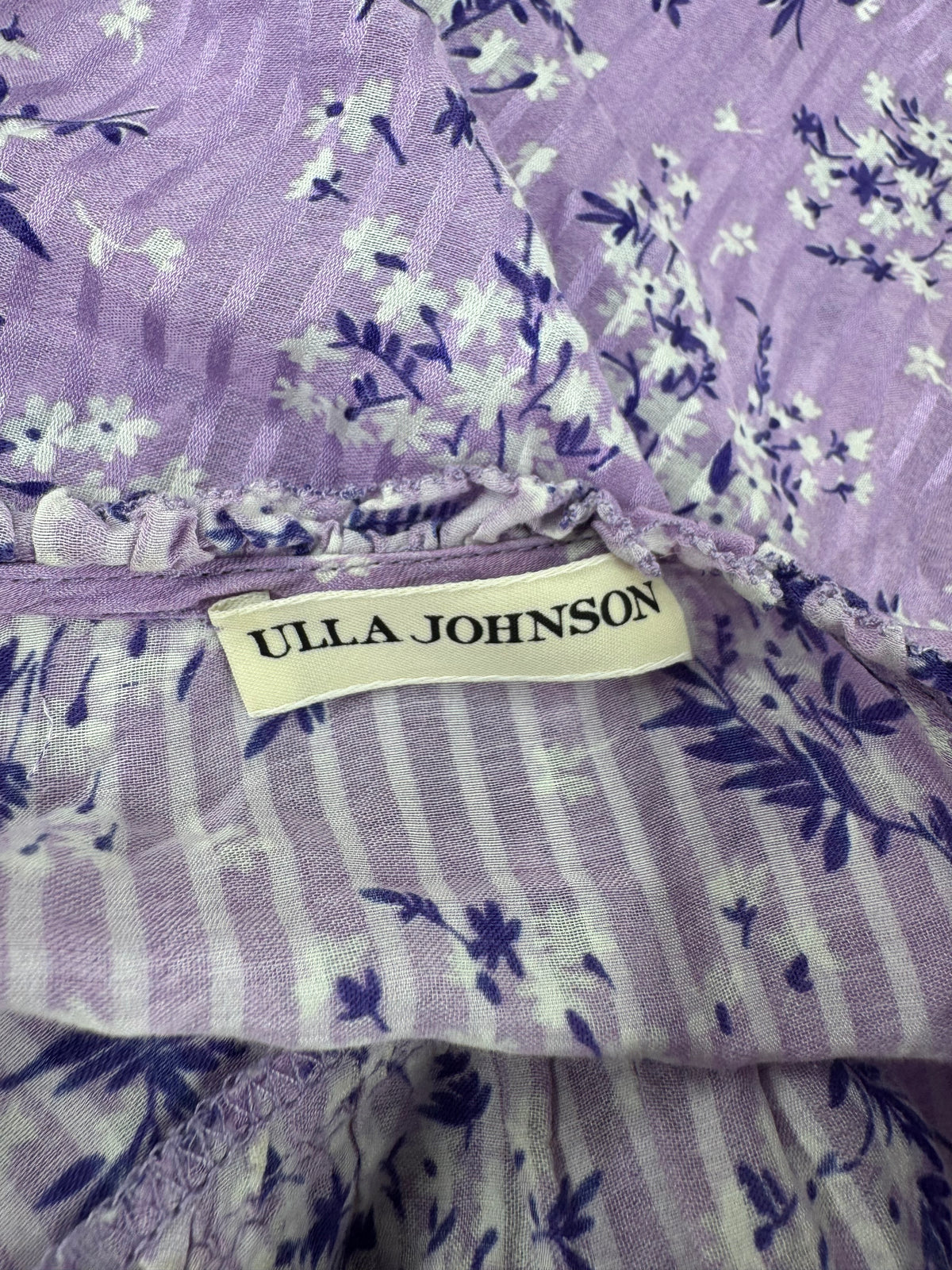 Ulla Johnson Lavendar Foral Patterned 'Ida' Silk & Cotton Blouse - AU10