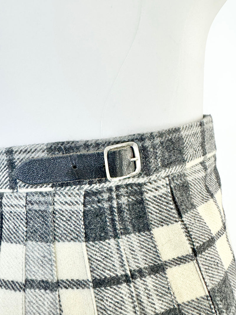 Vintage Murray Brothers  Grey & Cream Tartan Wool Kilt - AU8/10