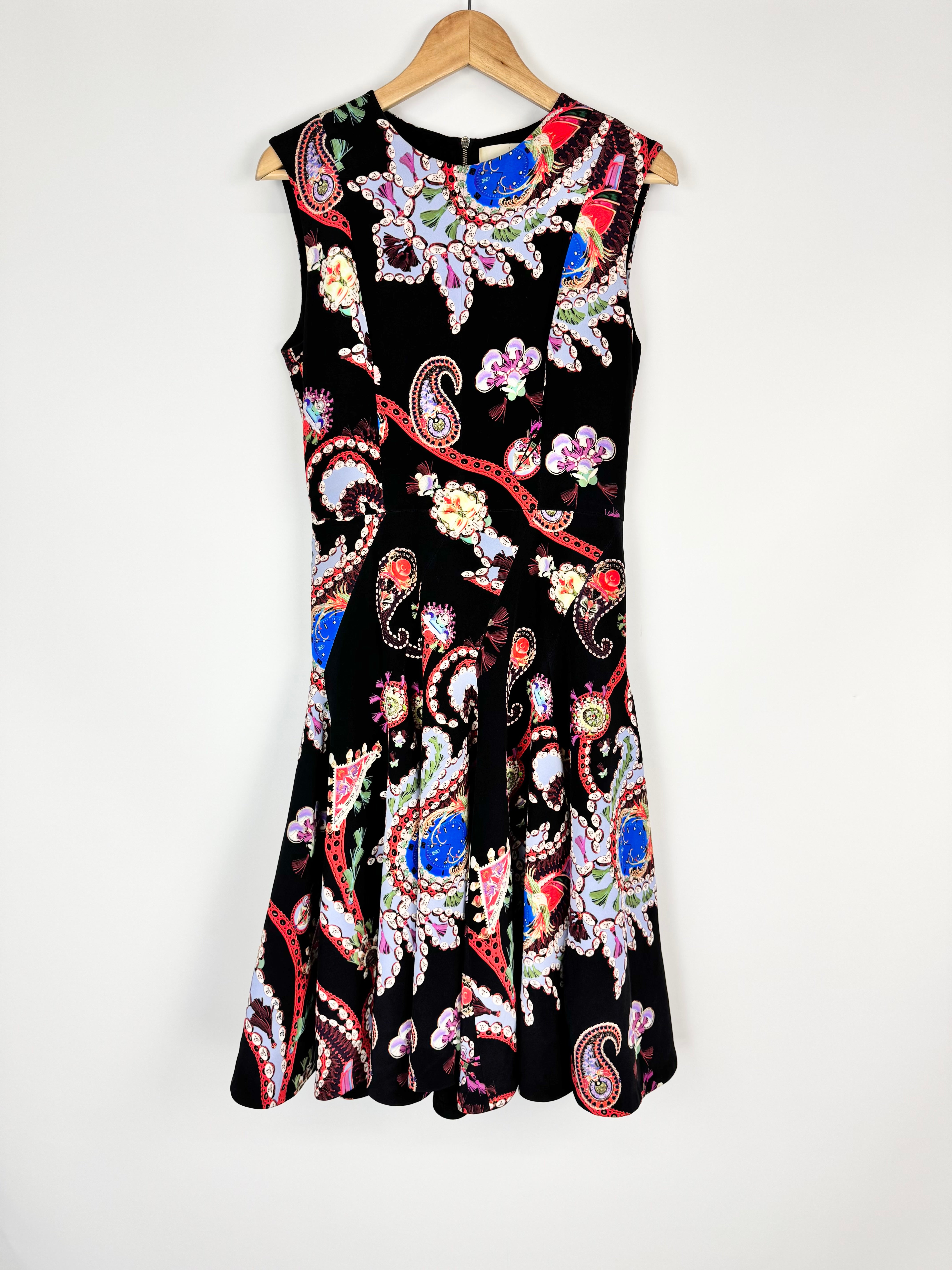 Mary Katrantzou Black Silk Paisley Patterned A-Line Dress - AU10