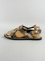 Commonry Gold Leather 'Deva' Sandals - EU42