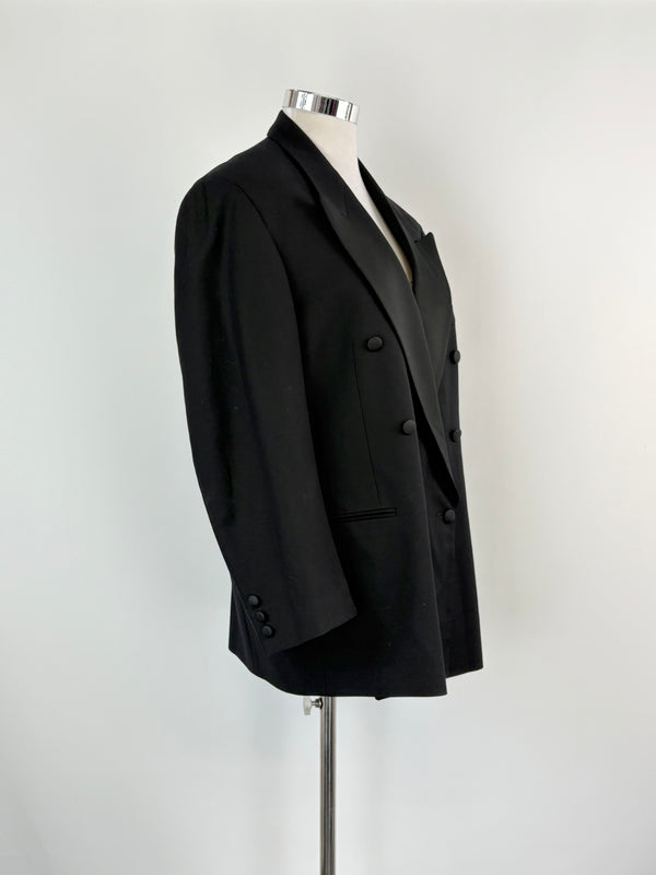 Vintage Nino Cerruti Black Wool Double-Breasted Blazer - 54