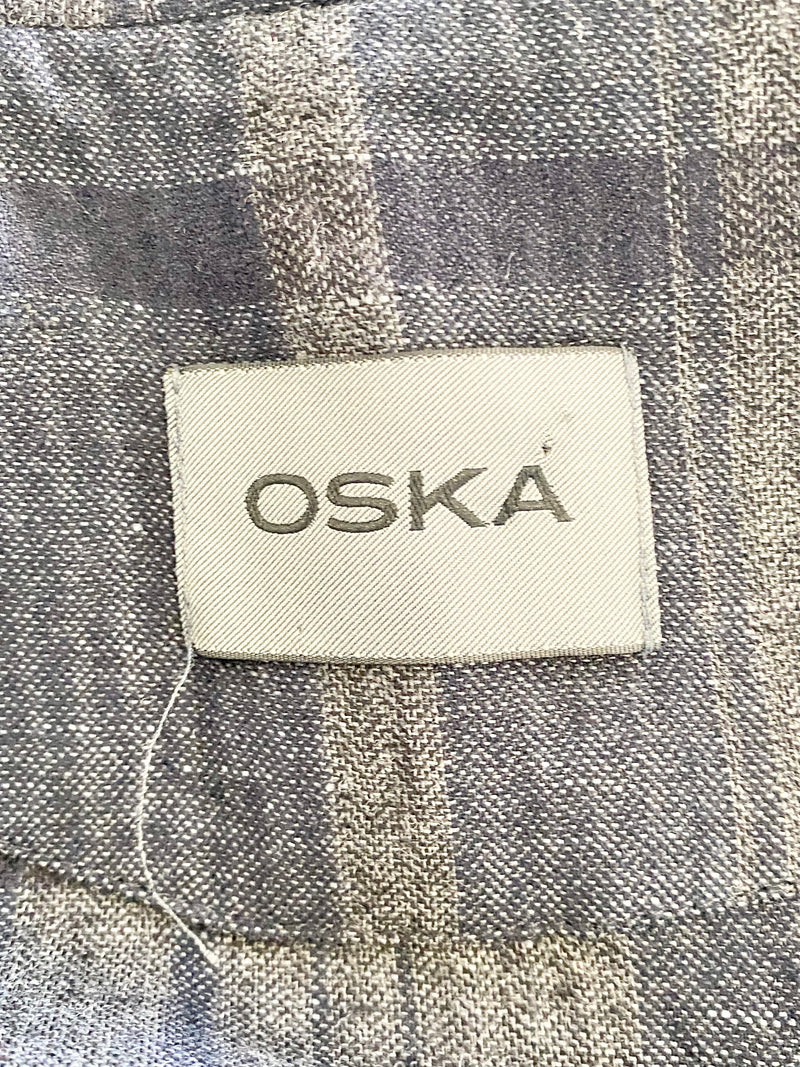 Oska Grey & Blue Plaid Wool & Linen 2 Piece - AU8/10