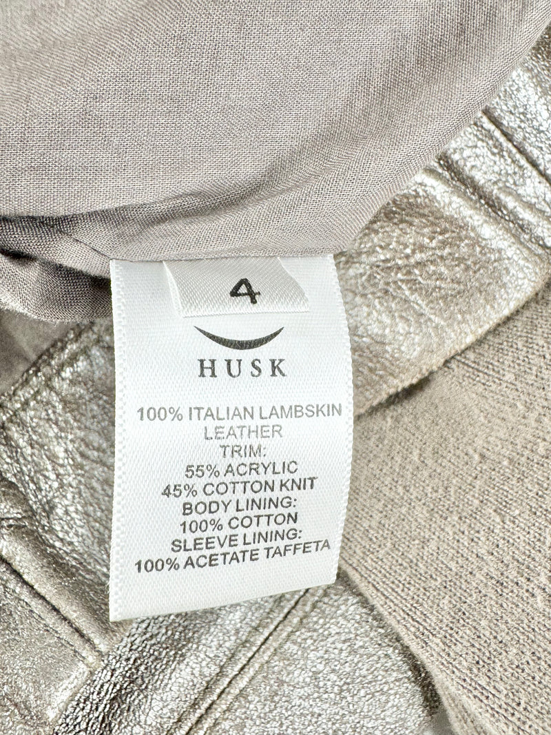 Husk Frosted Taupe Lamb Leather Jacket - AU8/10