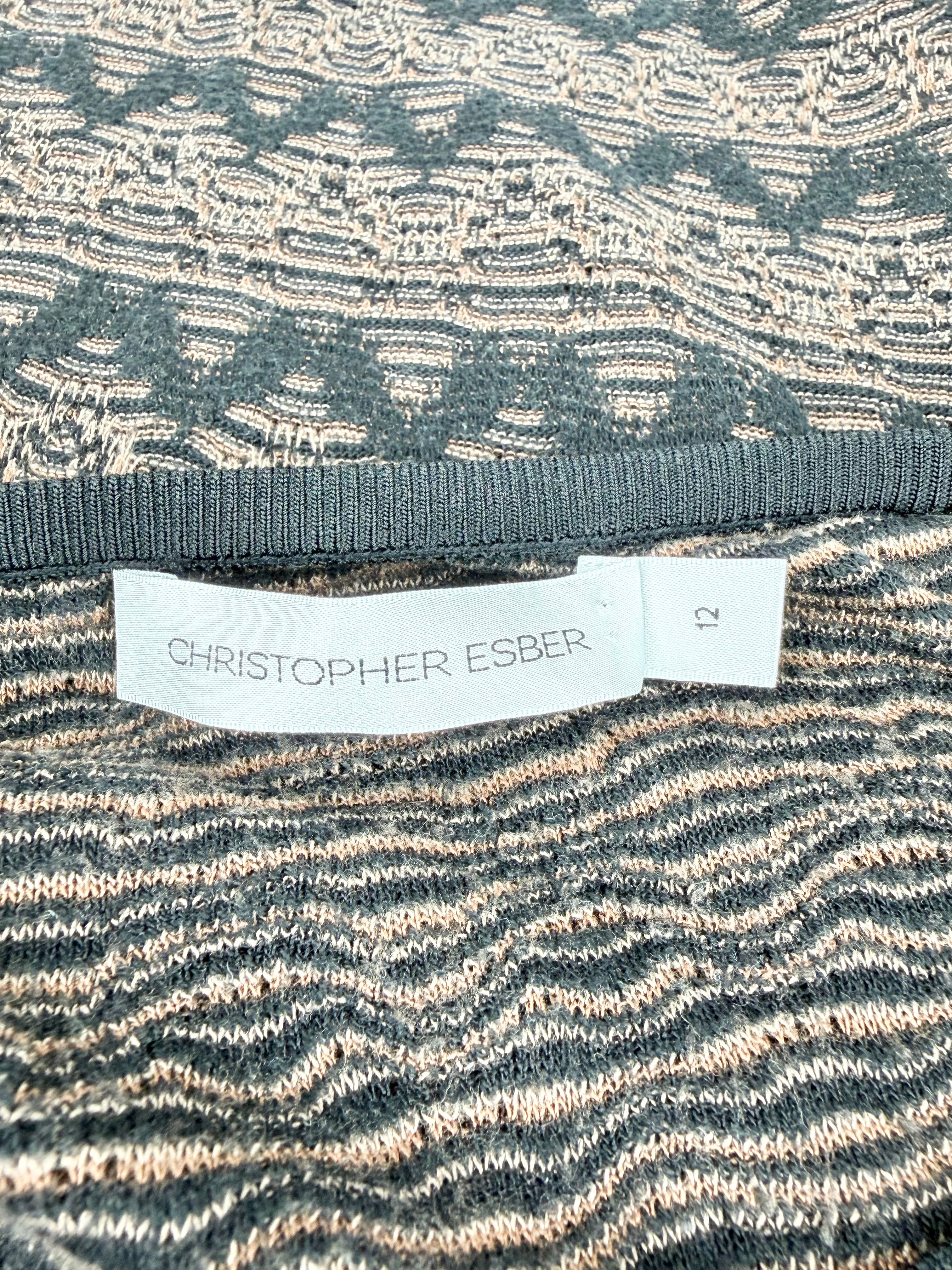 Christopher Esber Textured Black & Bronze Stretch Knit A-Line Skirt - AU12