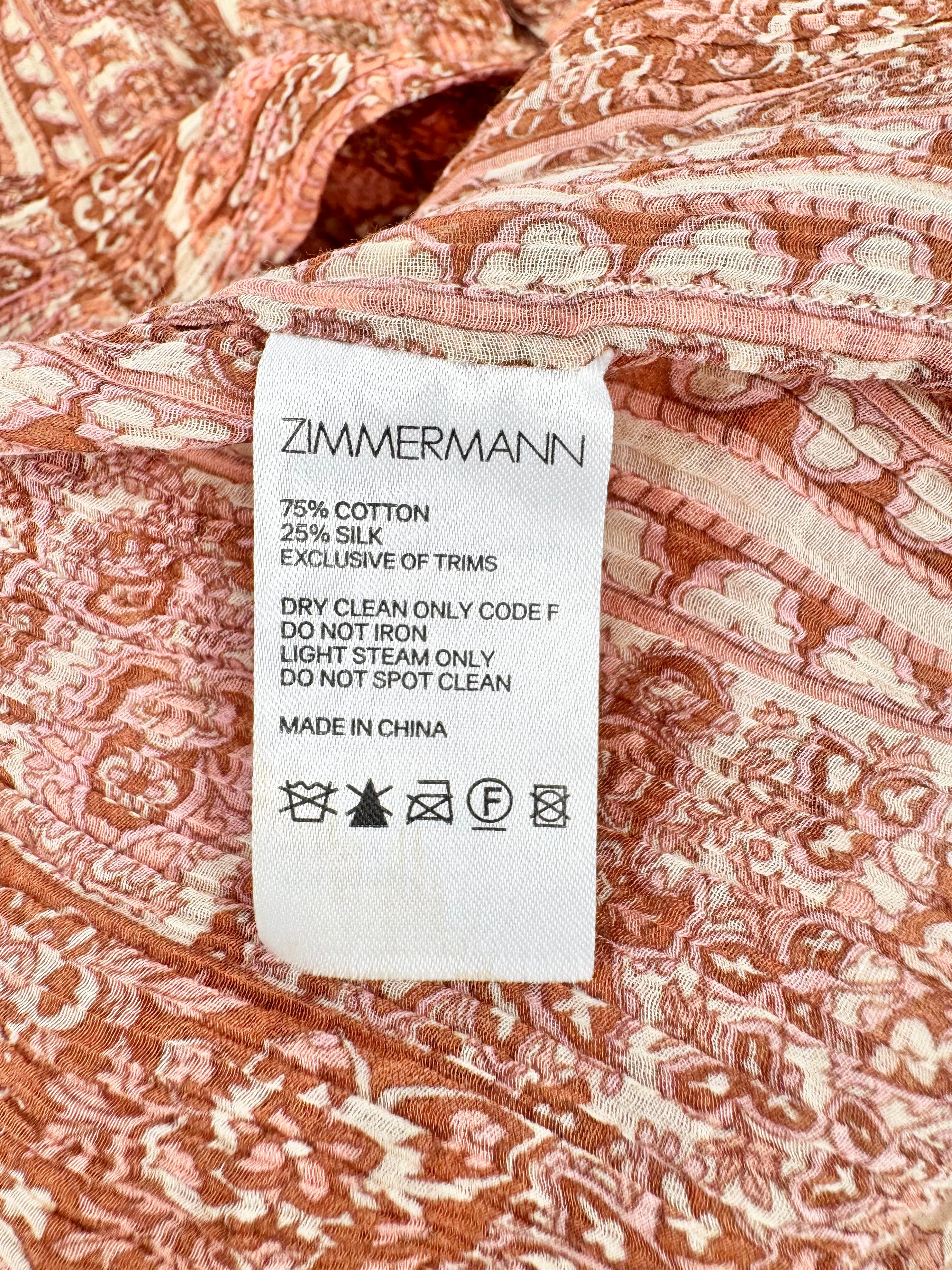 Zimmermann Paisley Patterned Micropleated Blouse - AU8/10