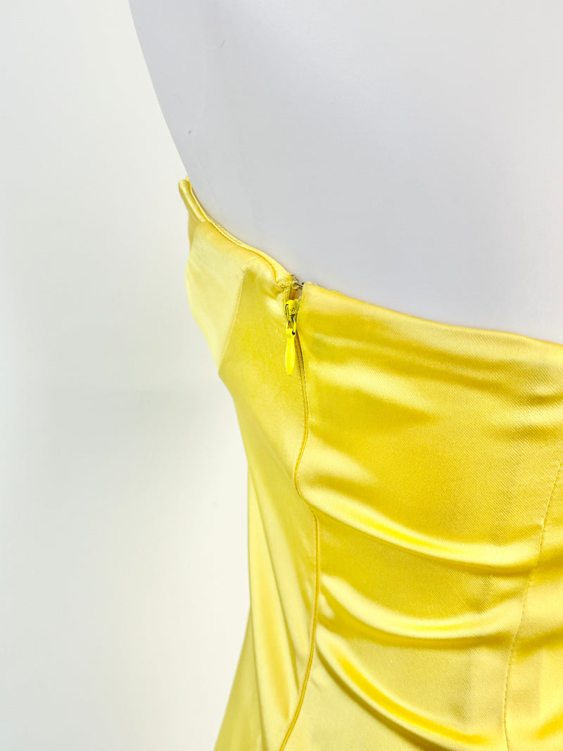 Calvin Klein Buttercup Yellow Strapless Midi Dress - AU6/8