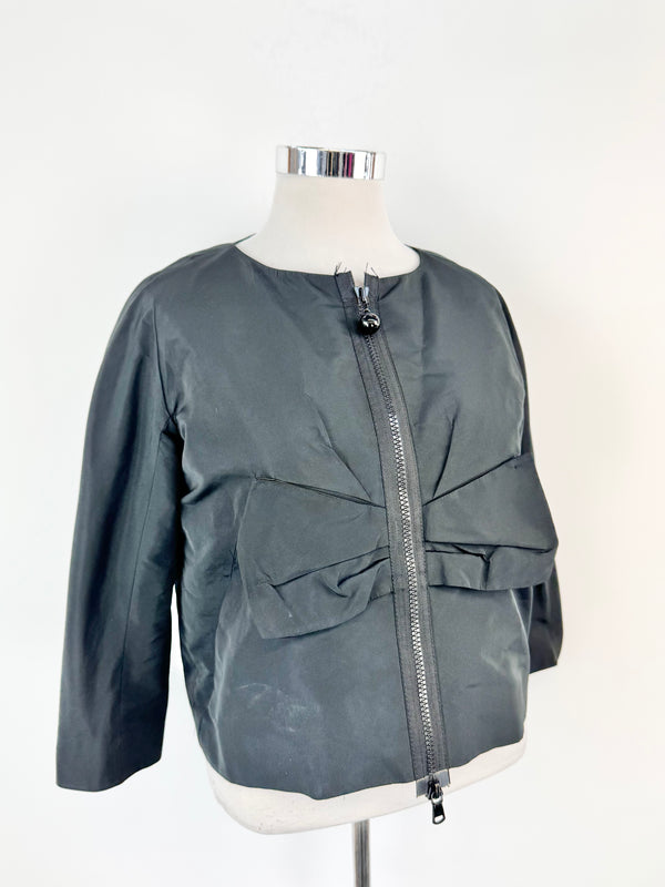 Moschino Cheap & Chic Black Bow Tie Zippered Jacket - AU10