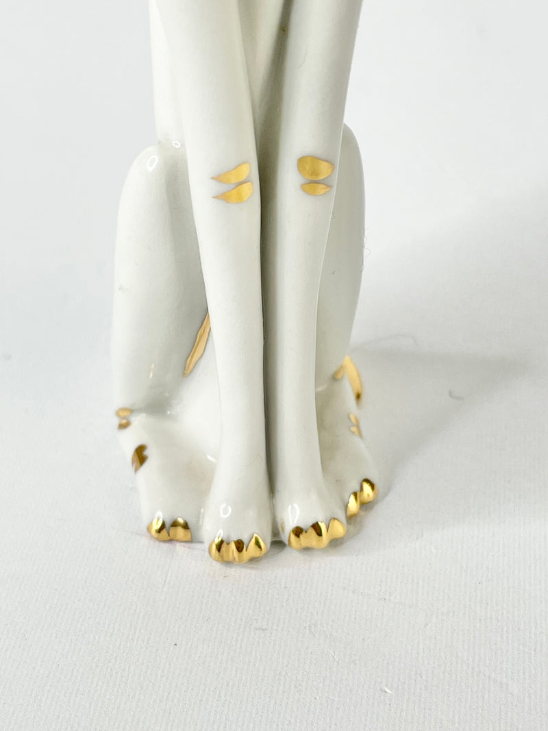 Capodimonte Tall Puppy Dog Limoges Porcelain Figurine