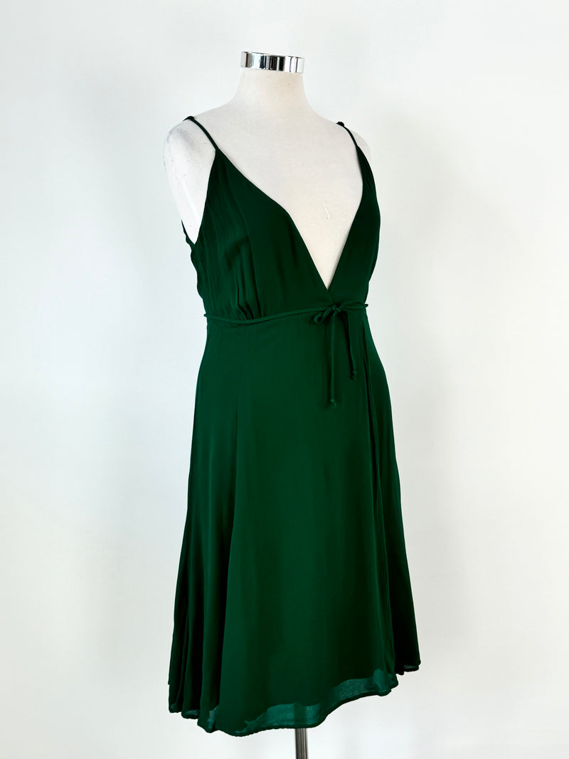 Reformation Forest Green Viscose Wrap Dress - AU10