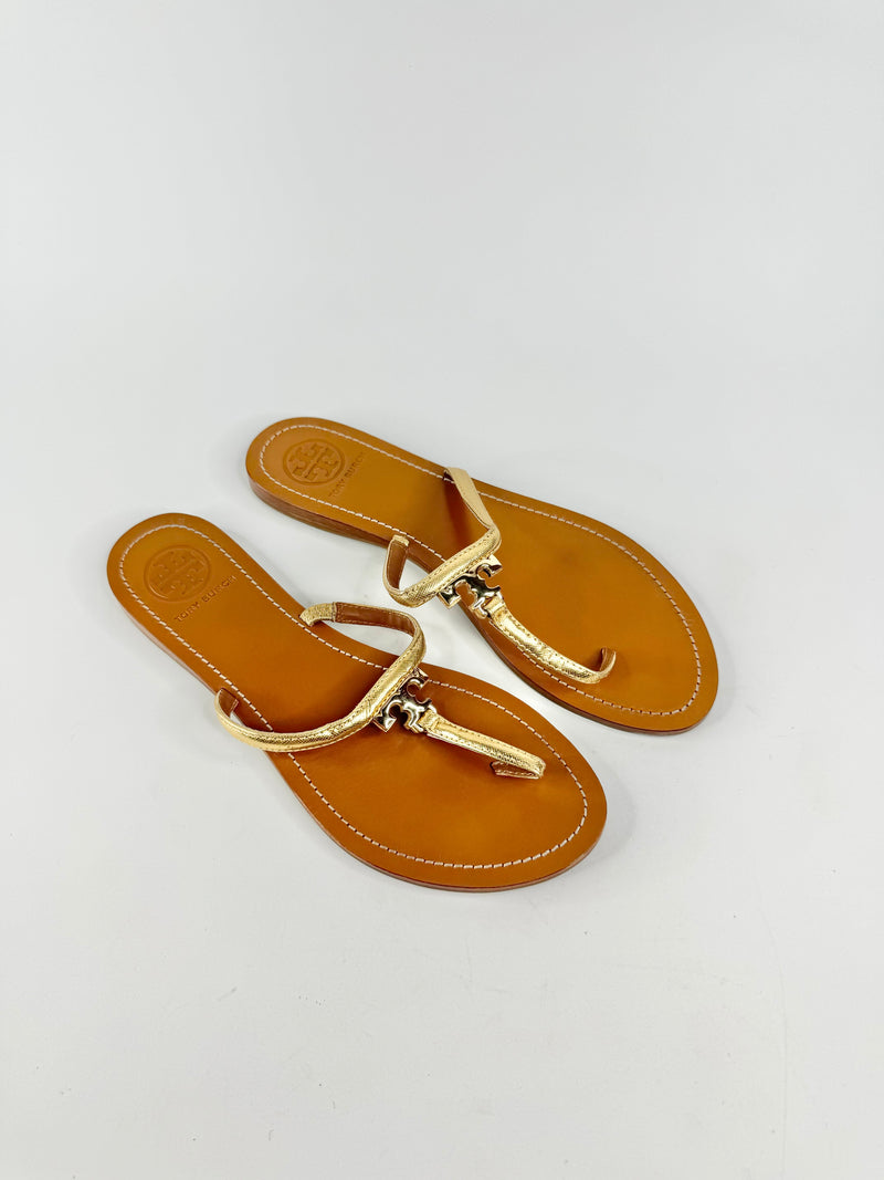 Tory Burch Metallic Gold Thongs  - EU40