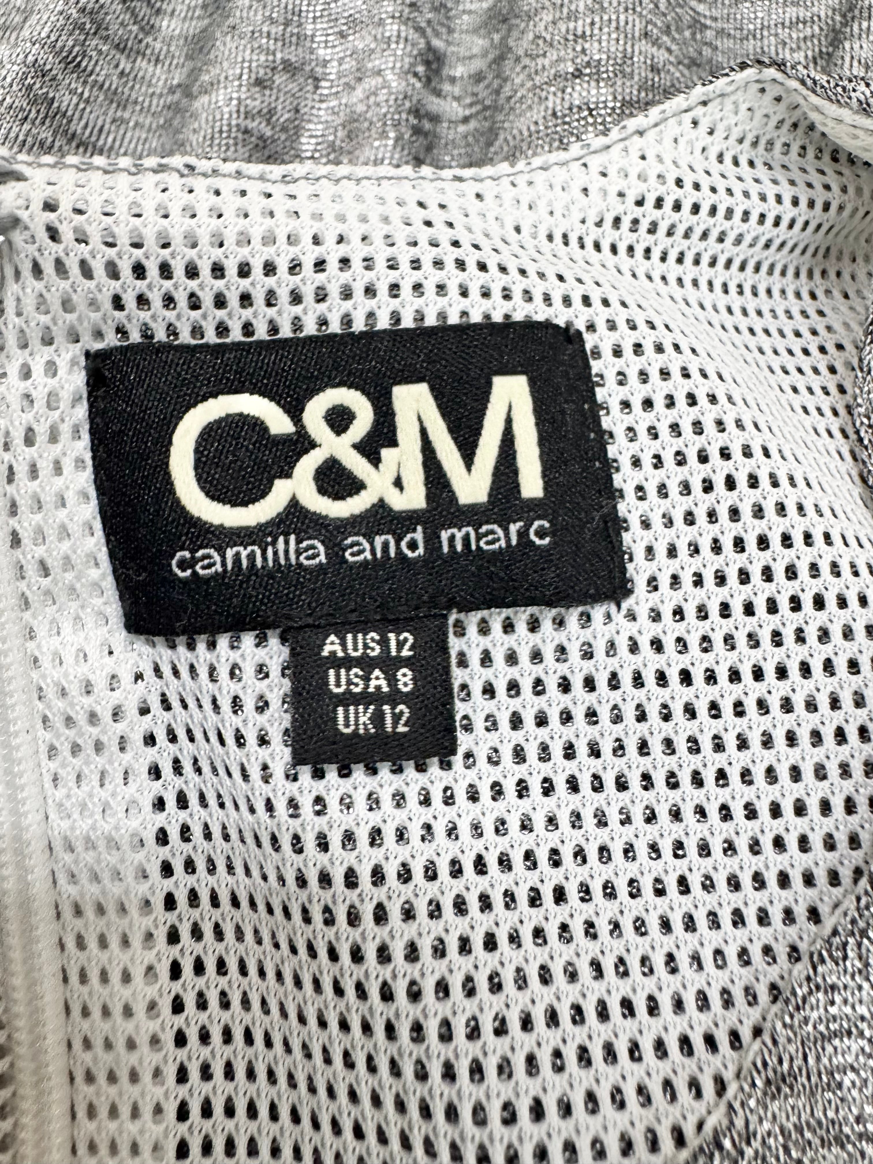 C&M Camilla & Marc Metallic Silver 'Spinning Together Dress' Blouson Dress - AU12