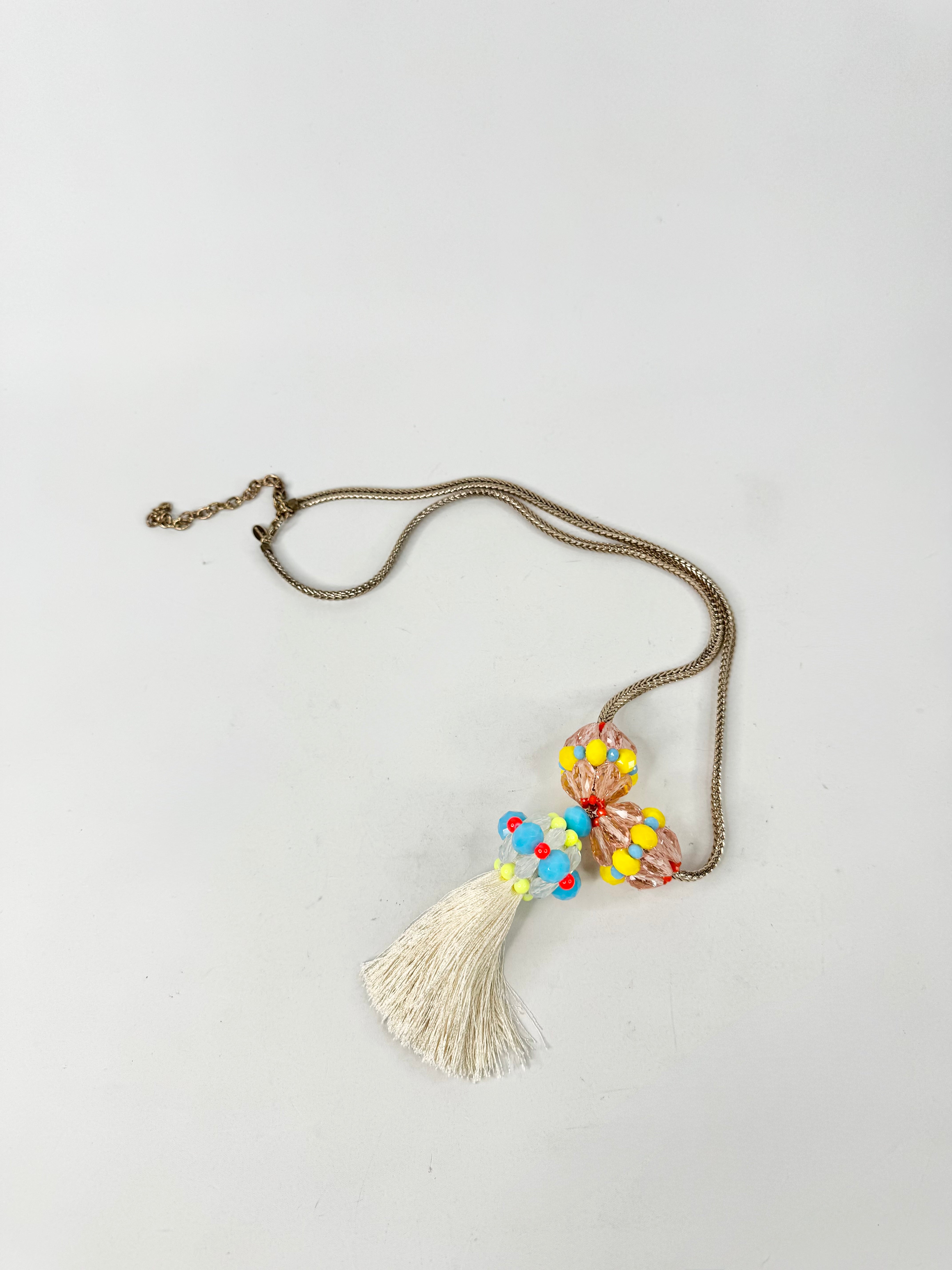 Megan Park Gold Toned Braided Chain Beaded Costume Jewellery Necklace