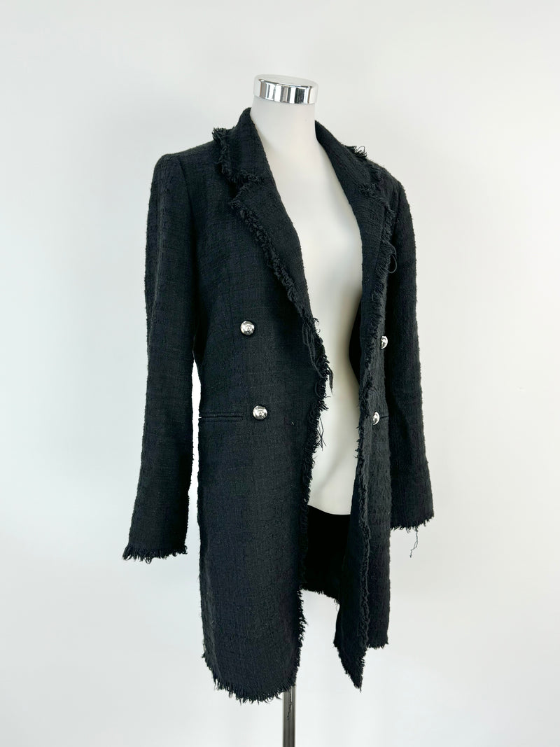 Massimo Dutti Black Tweed Coat - AU10