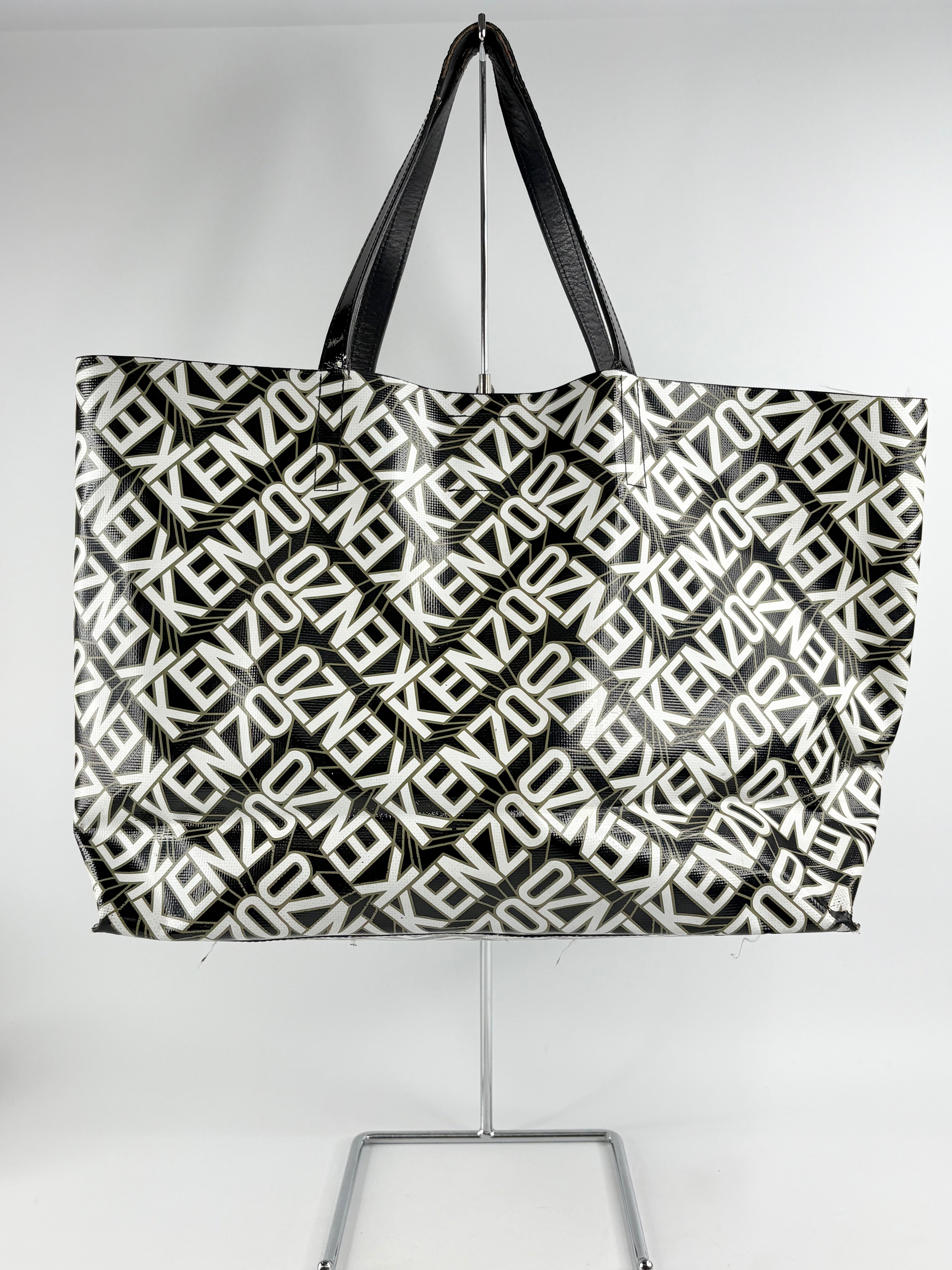Kenzo Black & White Flying Logo PVC Tote Bag