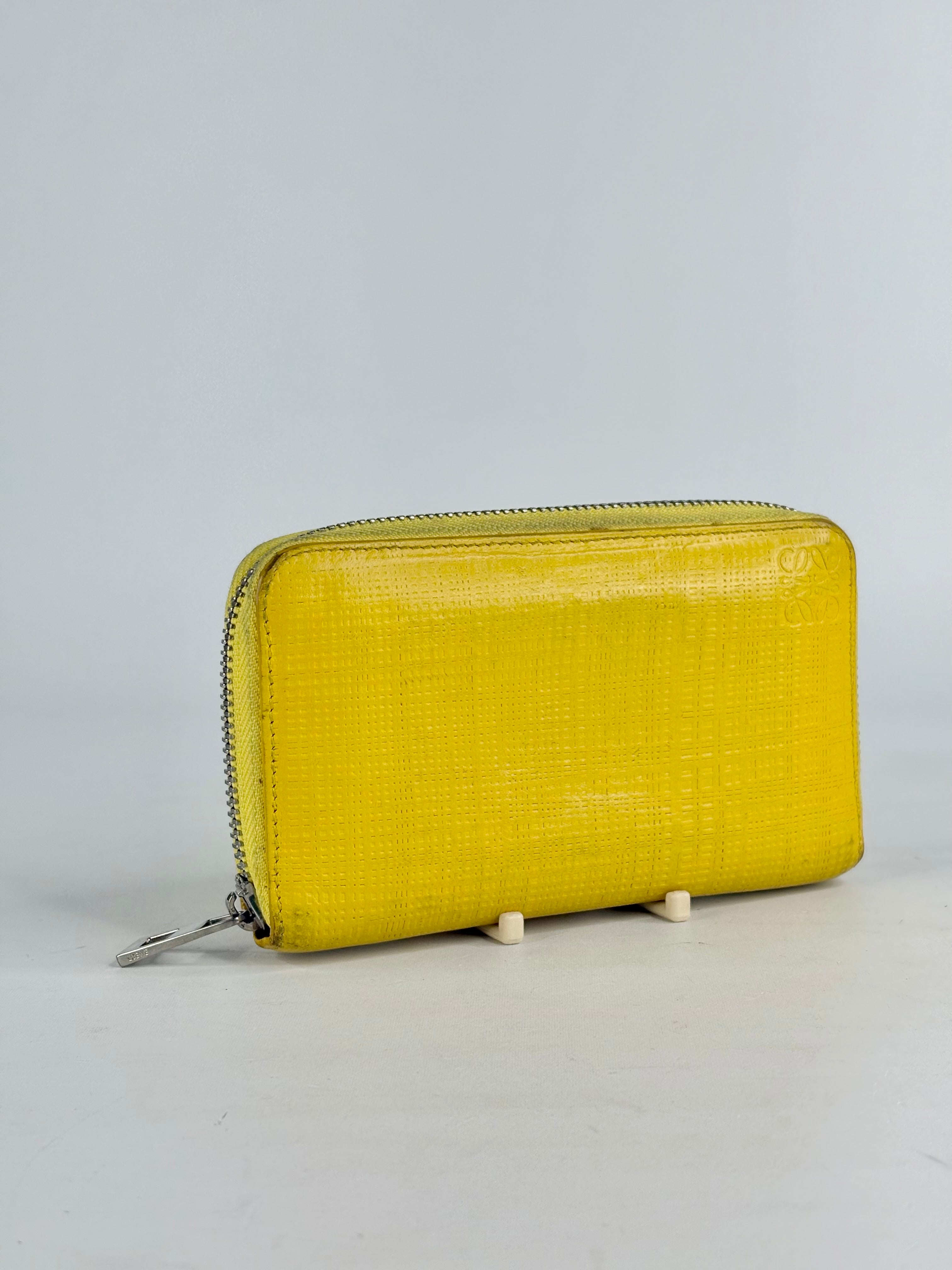 Loewe Canary Yellow Woven-Texture Leather Wallet