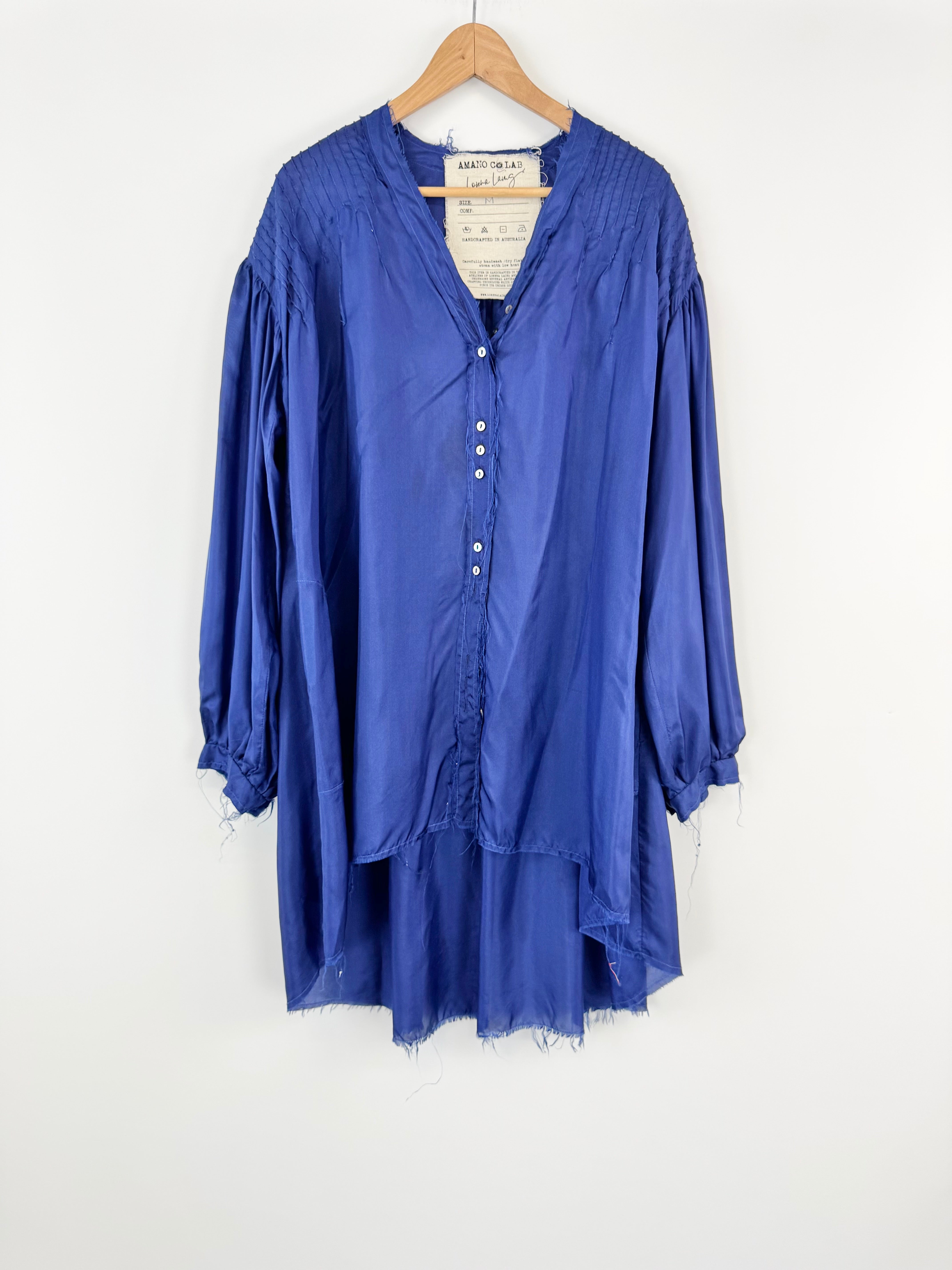 Amano Colab by Lorena Laing Cobalt Blue Silk Blouse - AU12
