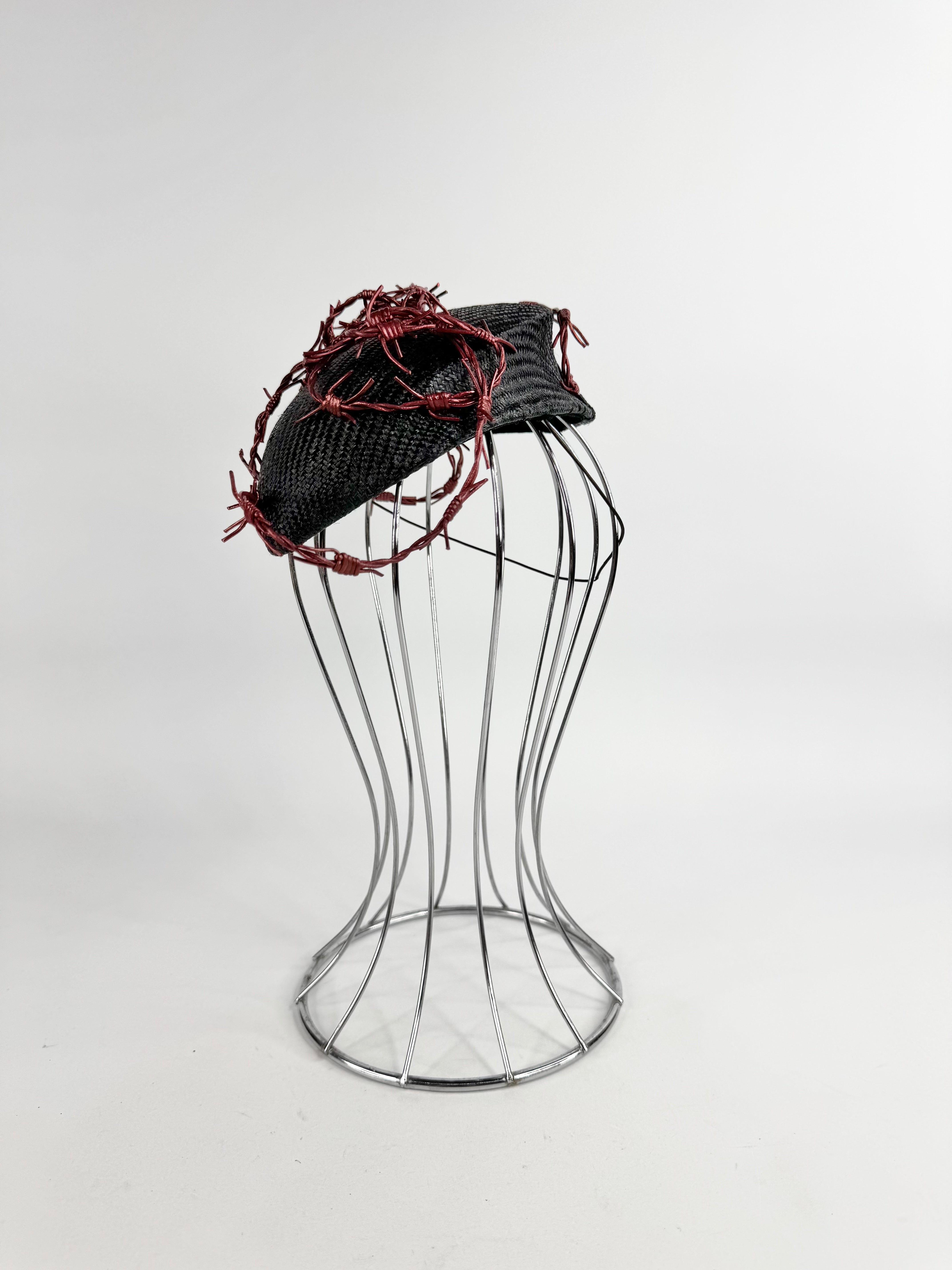Shara Gillahan Melbourne Black & Red Barbed Wire Fascinator