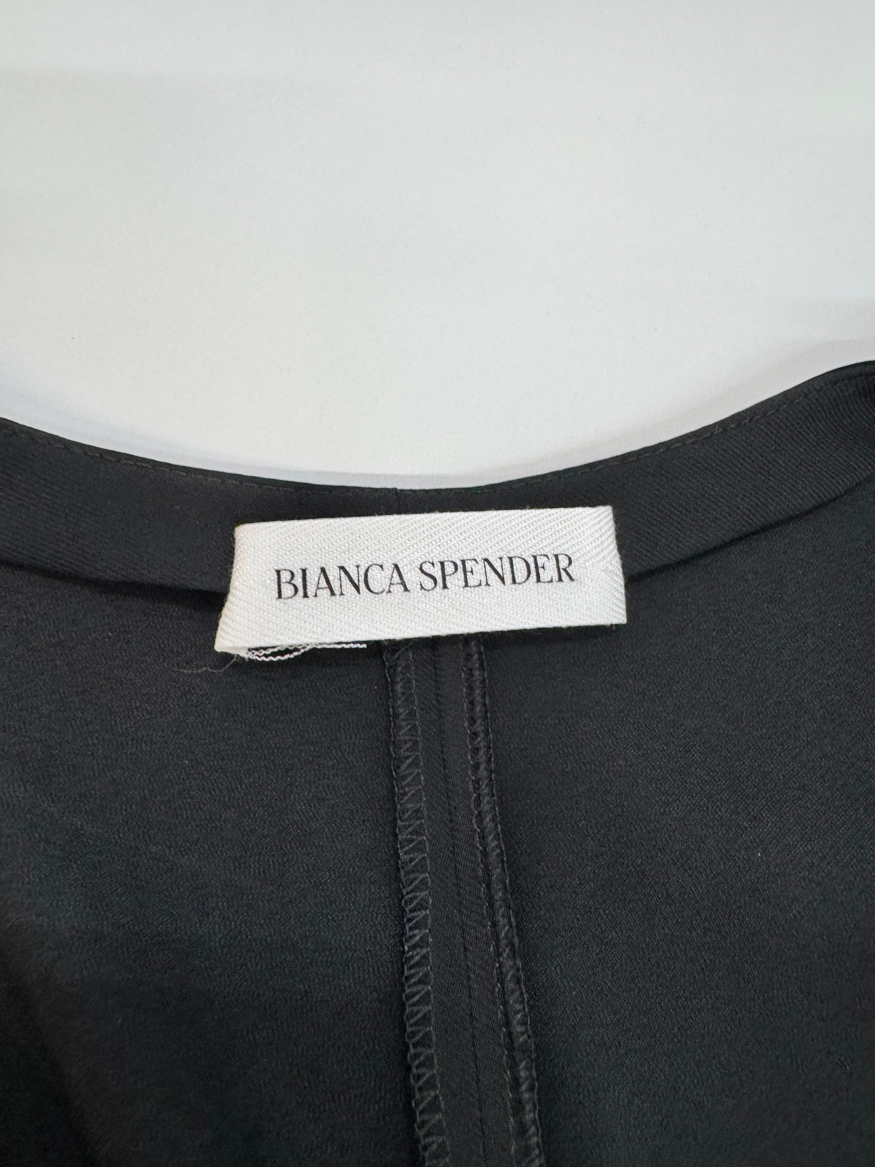 Bianca Spender Black Ruched Front Draped Blouse - AU14