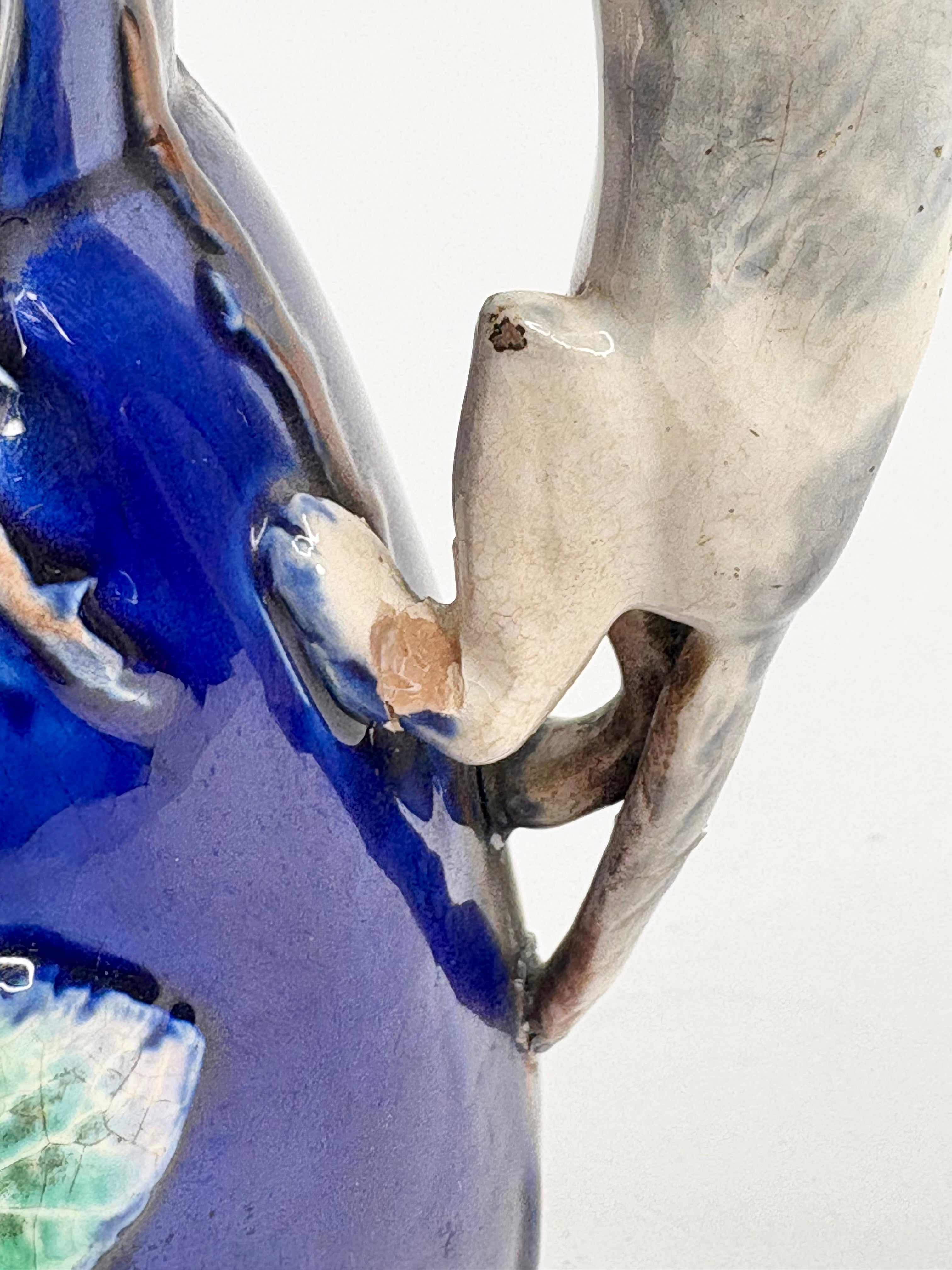 Cobalt Majolica Cat Pitcher
