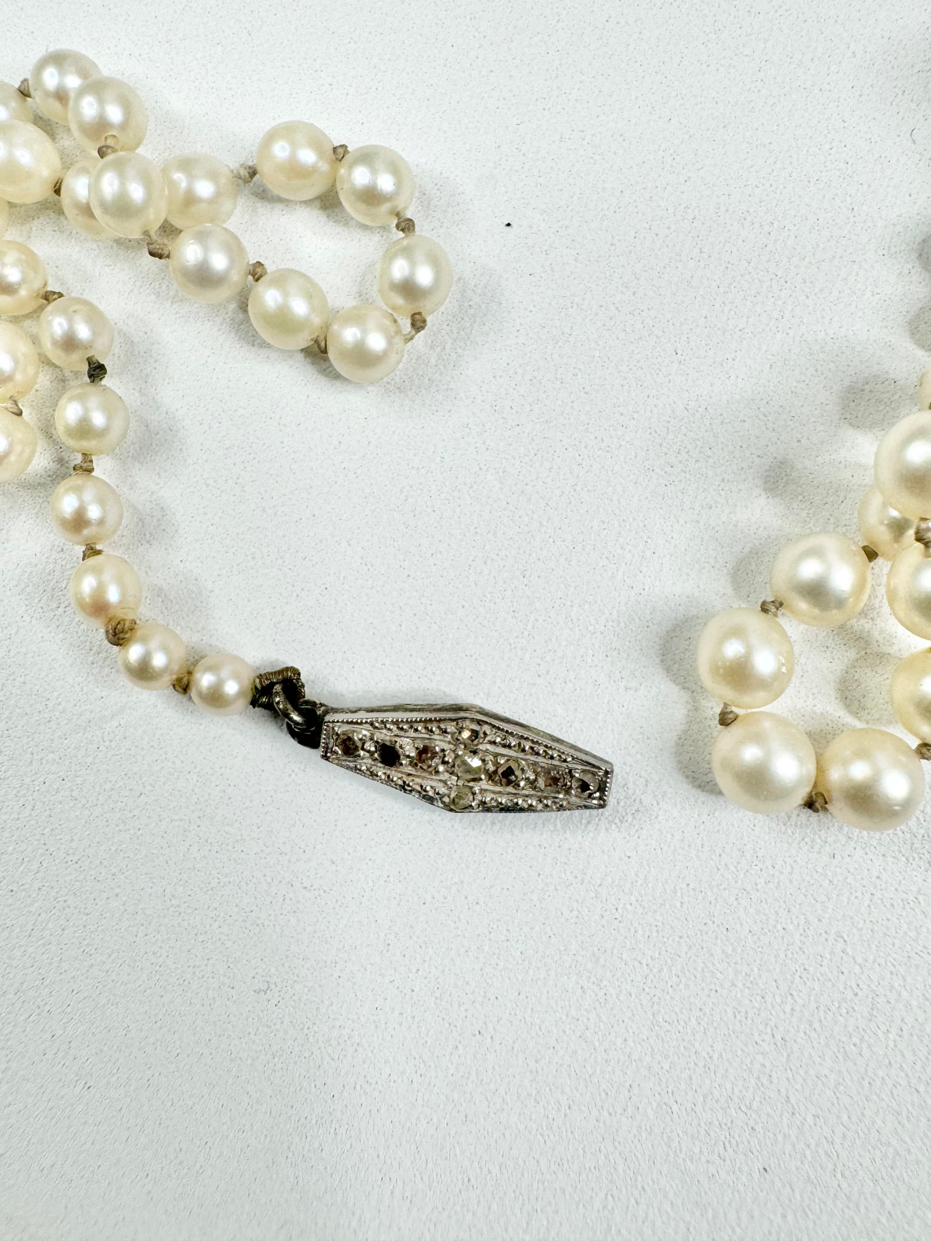 Vintage Silver Art Deco & Freshwater Pearl Necklace - as is