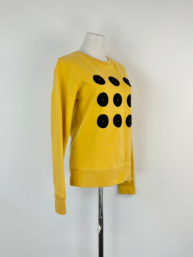 Saturdays NYC Mustard & Black Circles Crew Neck Sweater - XS