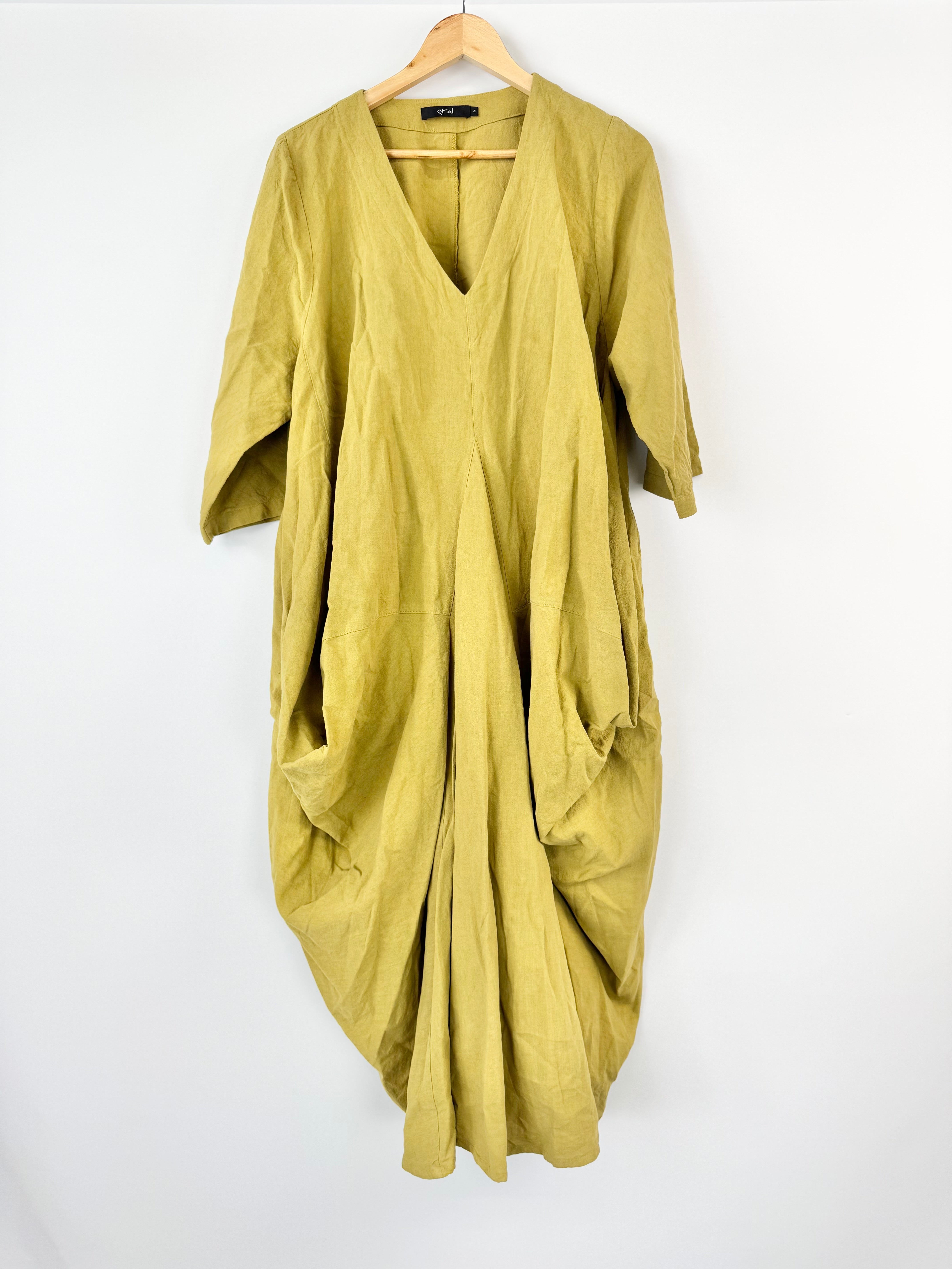 Et Al Chartreuse  V-Neck Maxi Dress - AU12/14