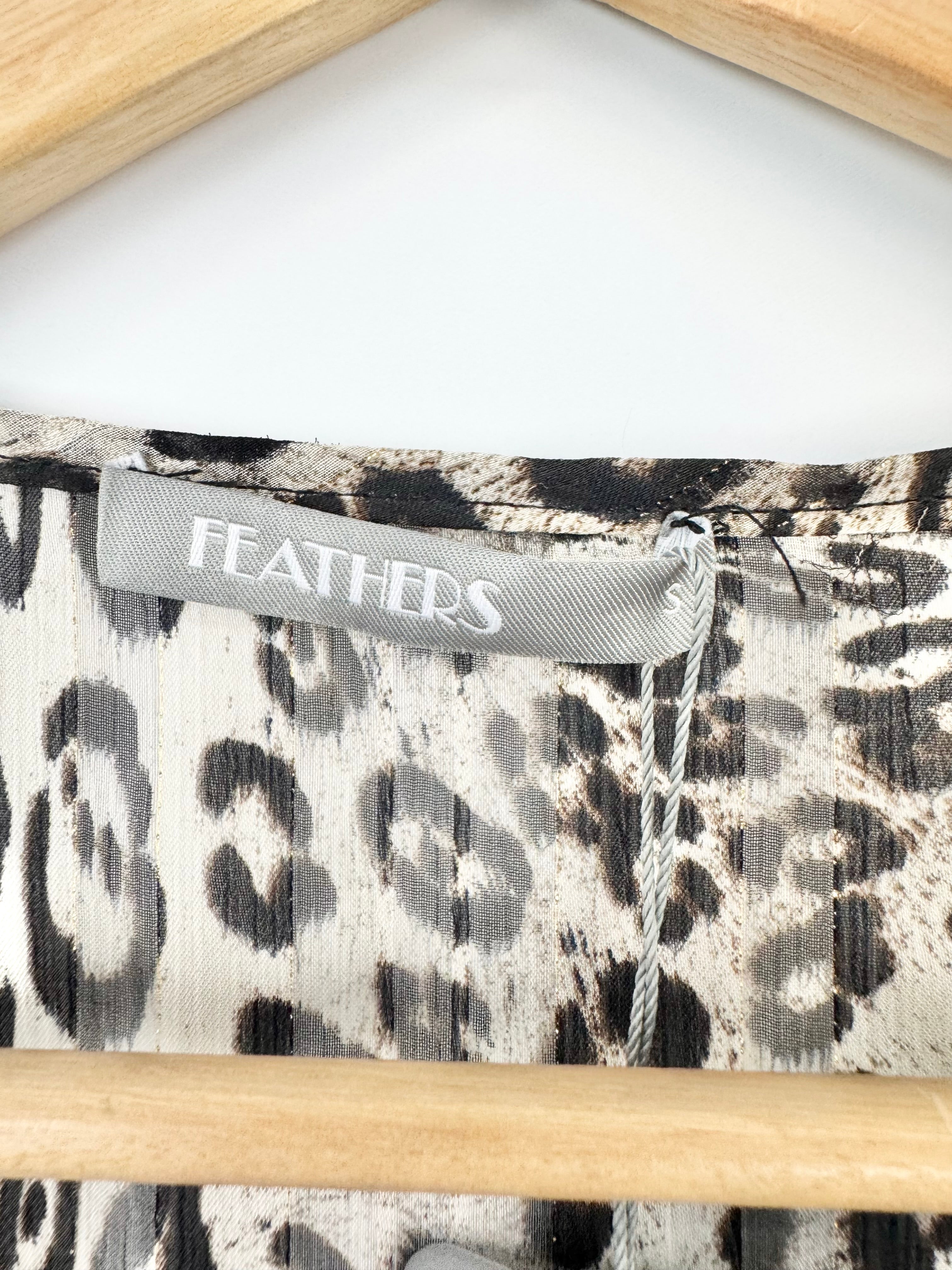 Feathers Black & Gold Leopard Print 'Gia' Blouse NWT - AU10/12