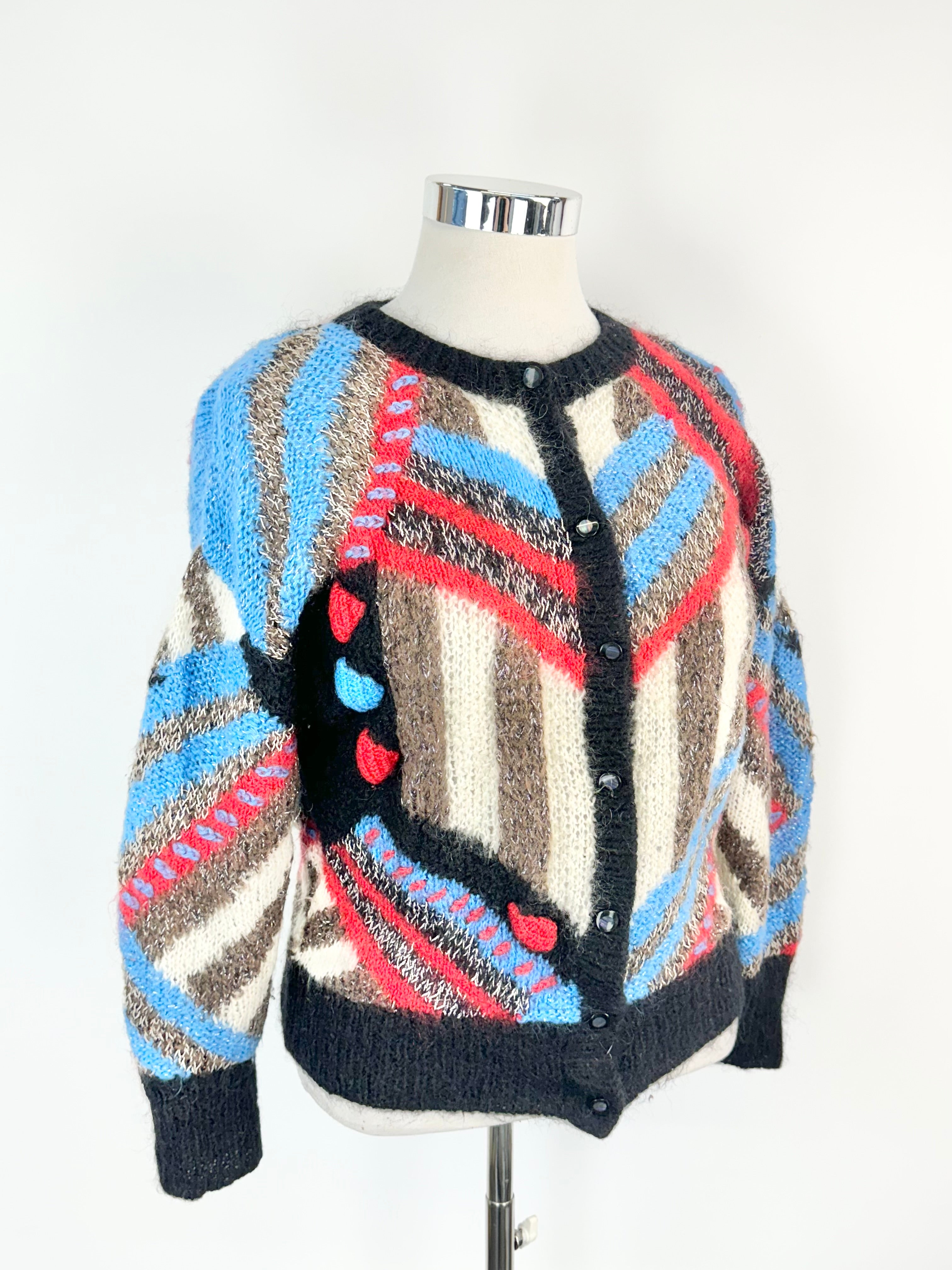 Hand Knit Multicolour Fluffy Cardigan