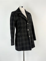 Renoma Paris Black & Grey Striped Wool-Blend Coat - L