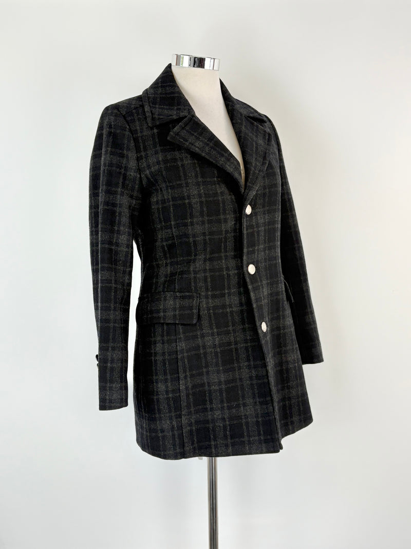 Renoma Paris Black & Grey Striped Wool-Blend Coat - L