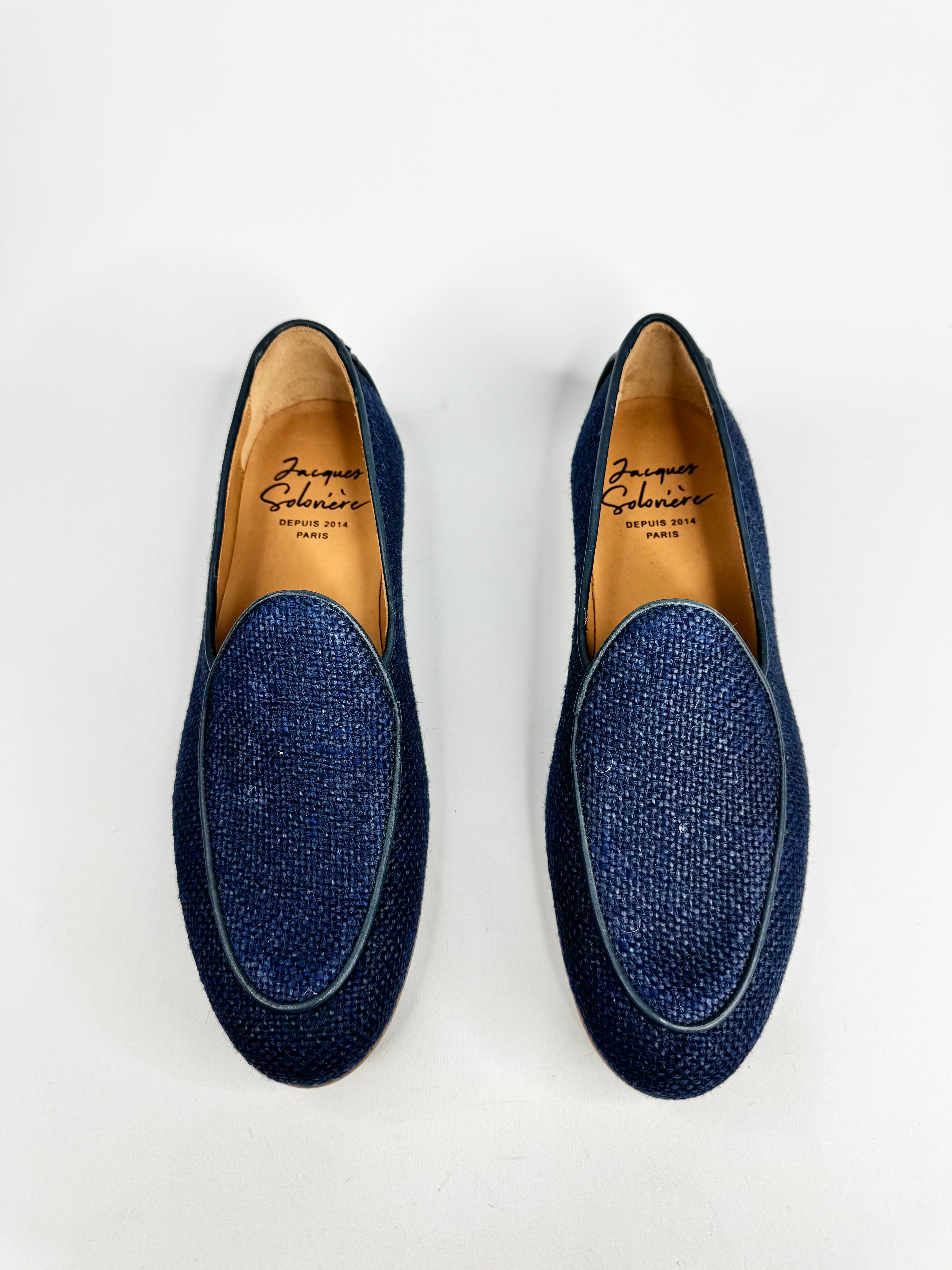 Jacques Soloviere Linen Navy Woven Loafers - EU43