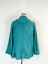 Comma Dark Teal Linen & Cotton Waterfall Cardigan