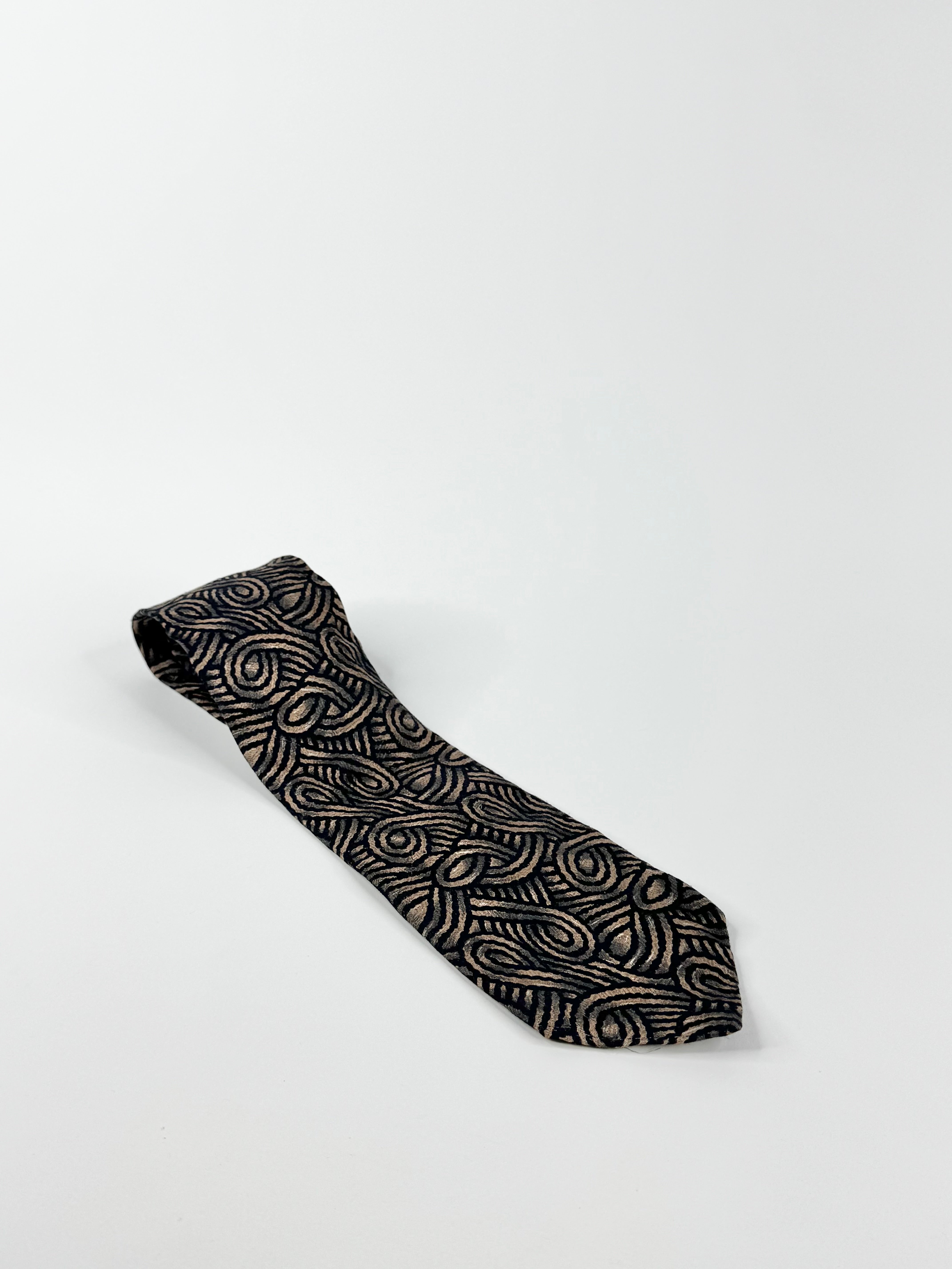 Calvin Klein Blue & Beige Swirled Silk Tie